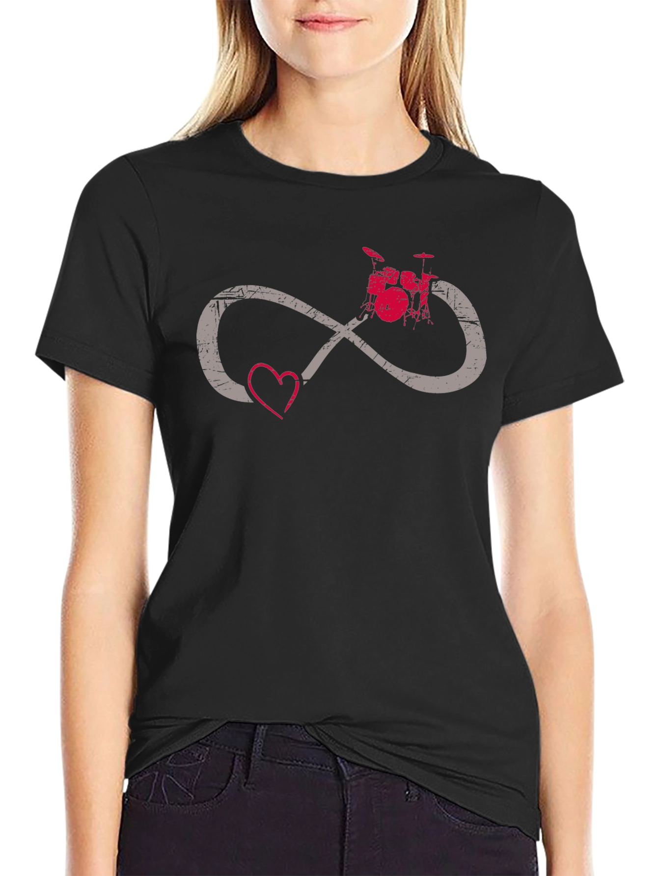 Drum Infinity Heart Tee - Music Lover Shirt