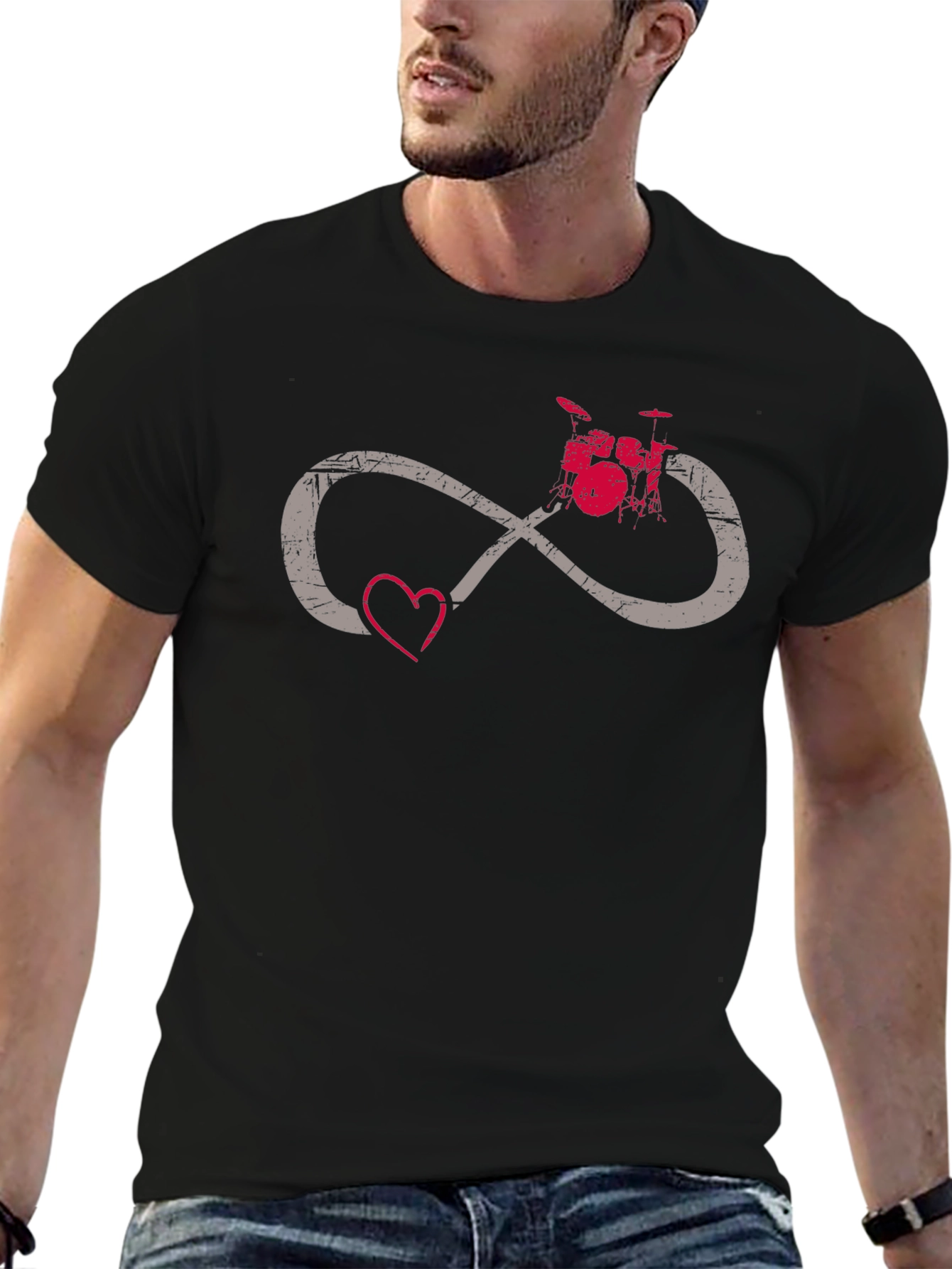 Drum Infinity Heart Tee - Music Lover Shirt