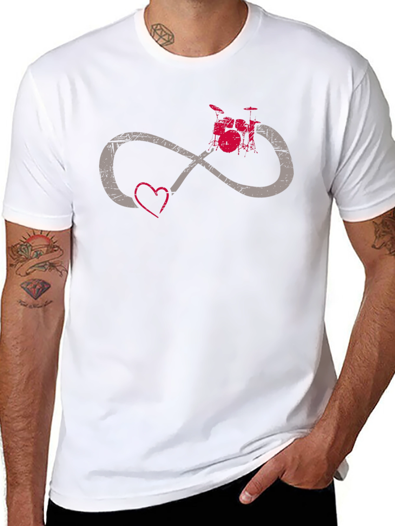 Drum Infinity Heart Tee - Music Lover Shirt