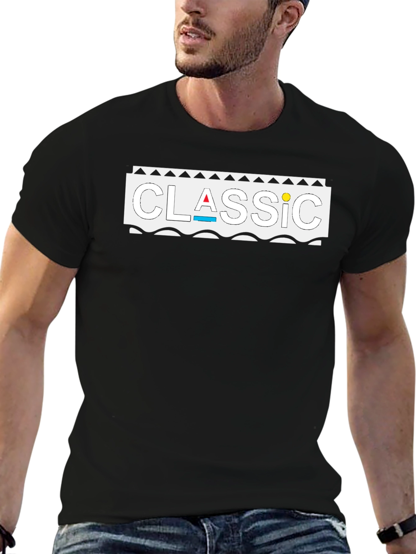 Classic Graphic Print Black T-Shirt