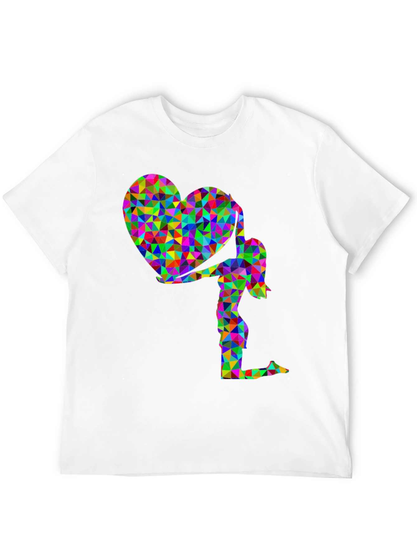 Geometric Heart Girl Graphic T-Shirt