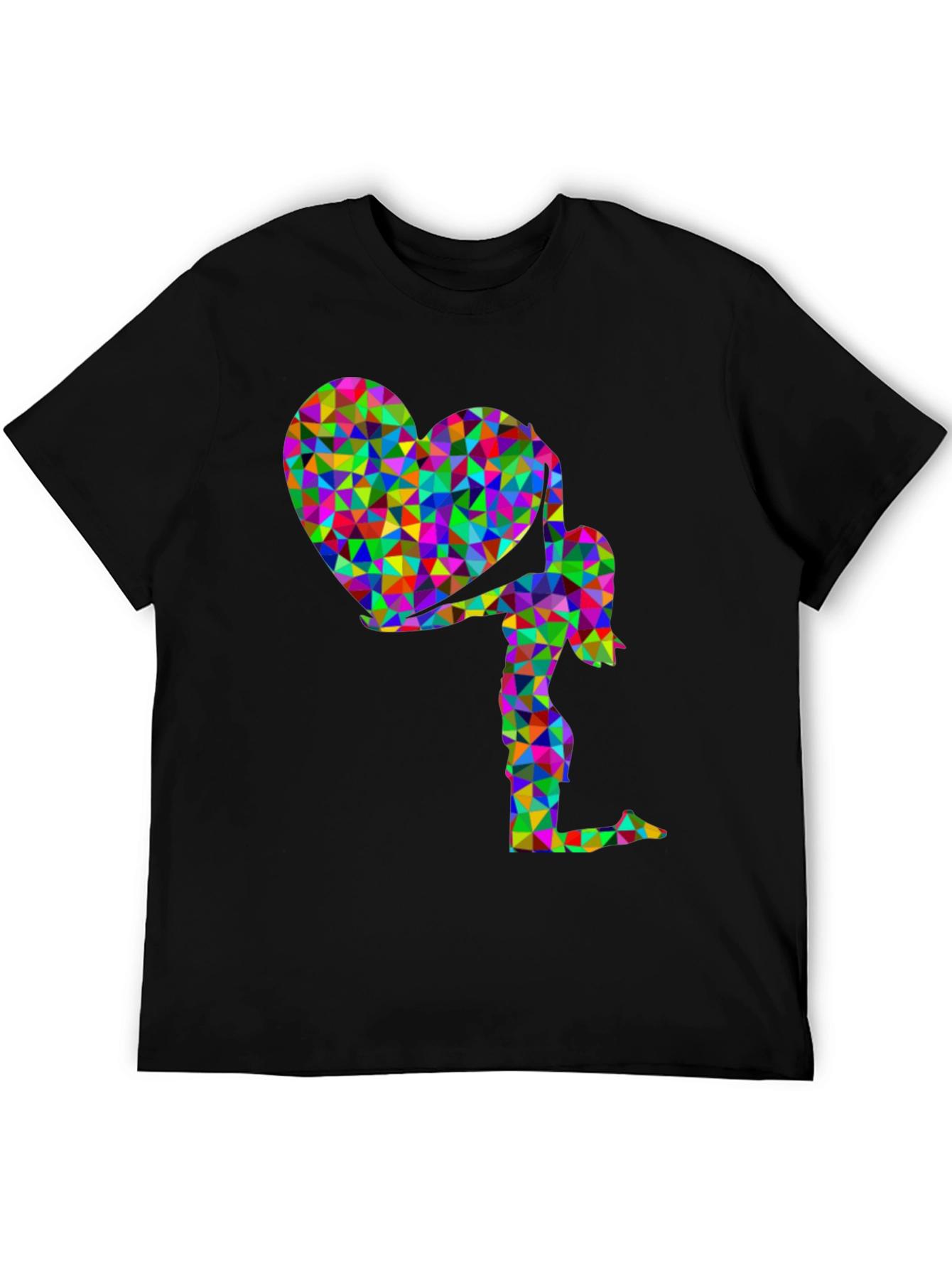 Geometric Heart Girl Graphic T-Shirt