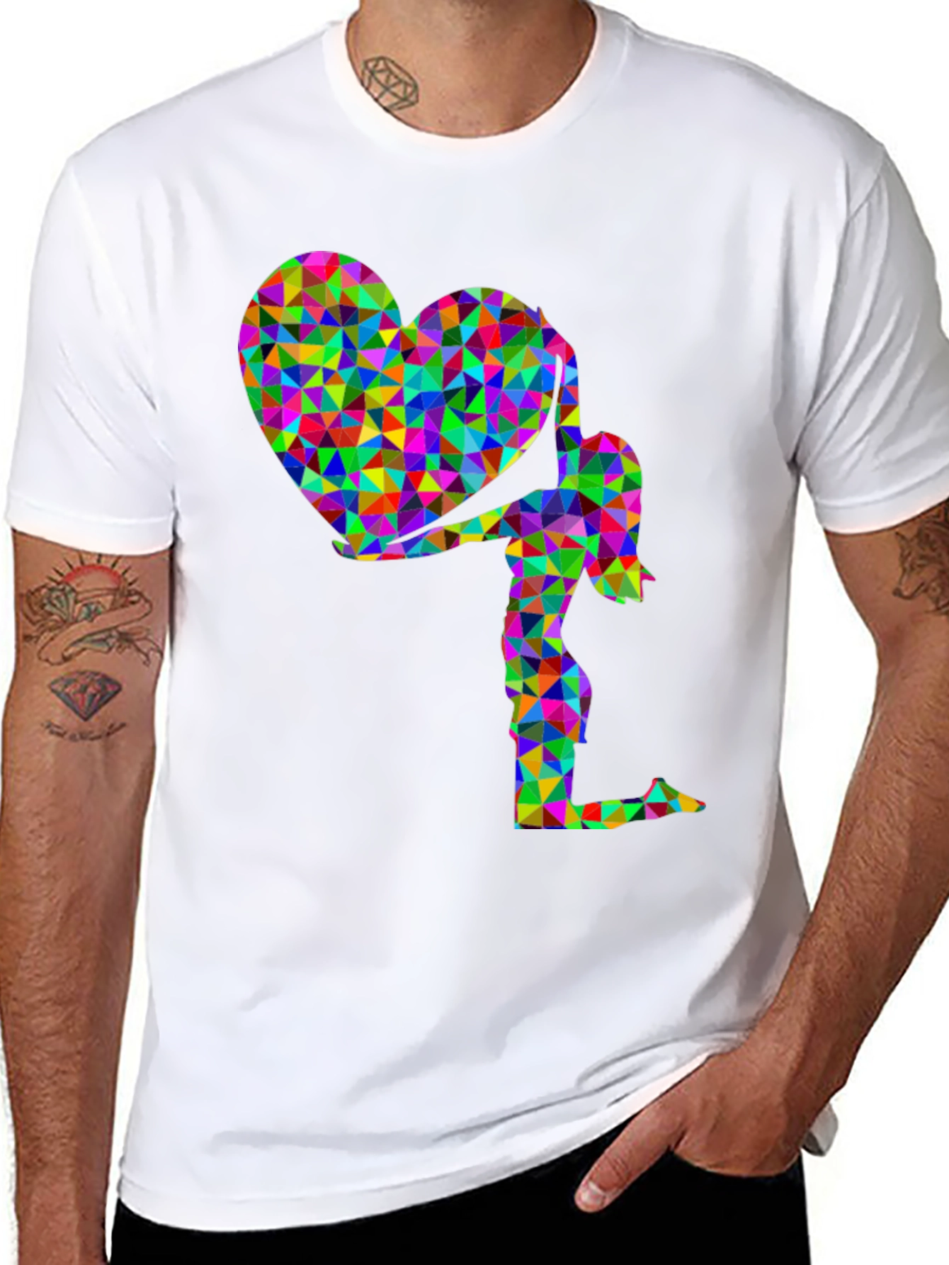Geometric Heart Girl Graphic T-Shirt