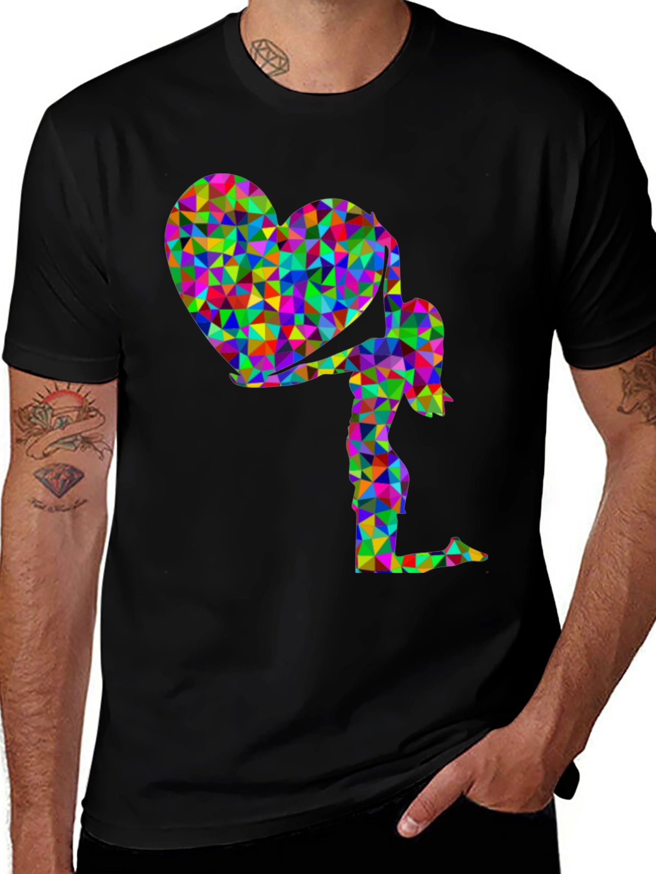 Geometric Heart Girl Graphic T-Shirt