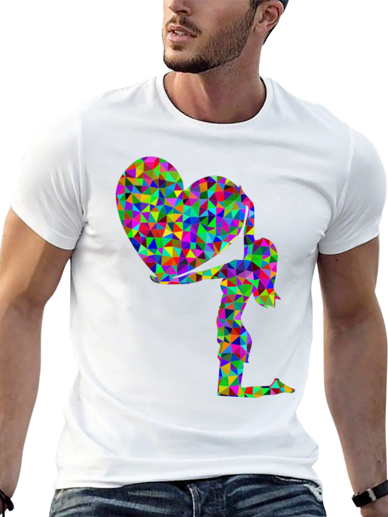 Geometric Heart Girl Graphic T-Shirt
