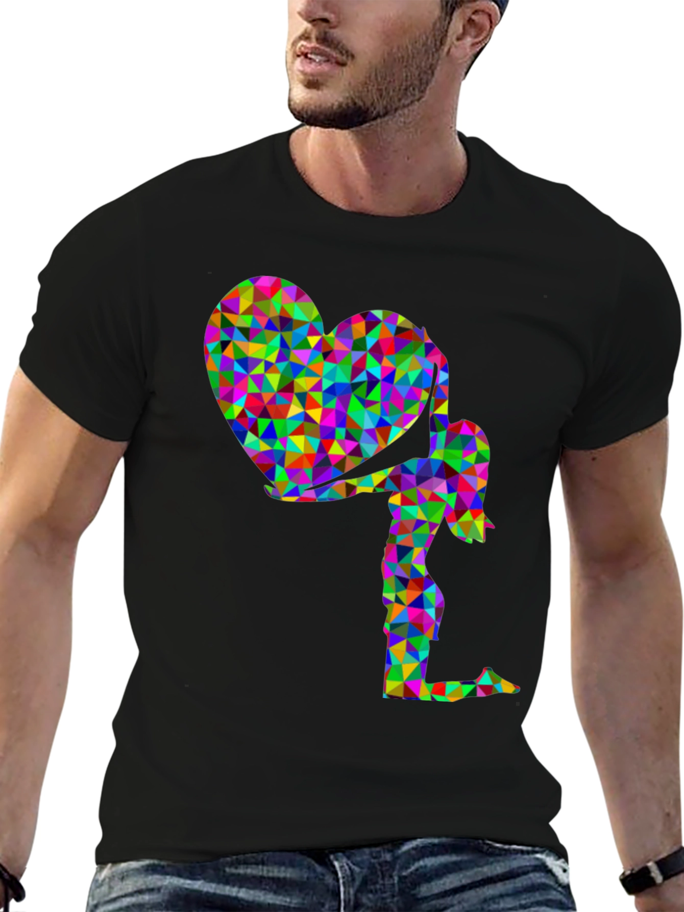 Geometric Heart Girl Graphic T-Shirt