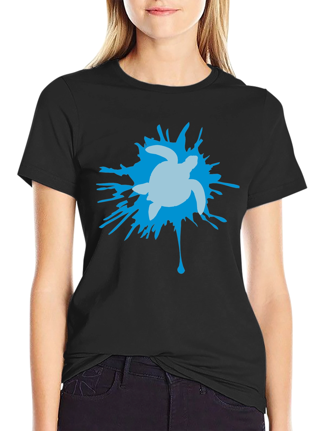 Turtle Splash Graphic T-Shirt - Black