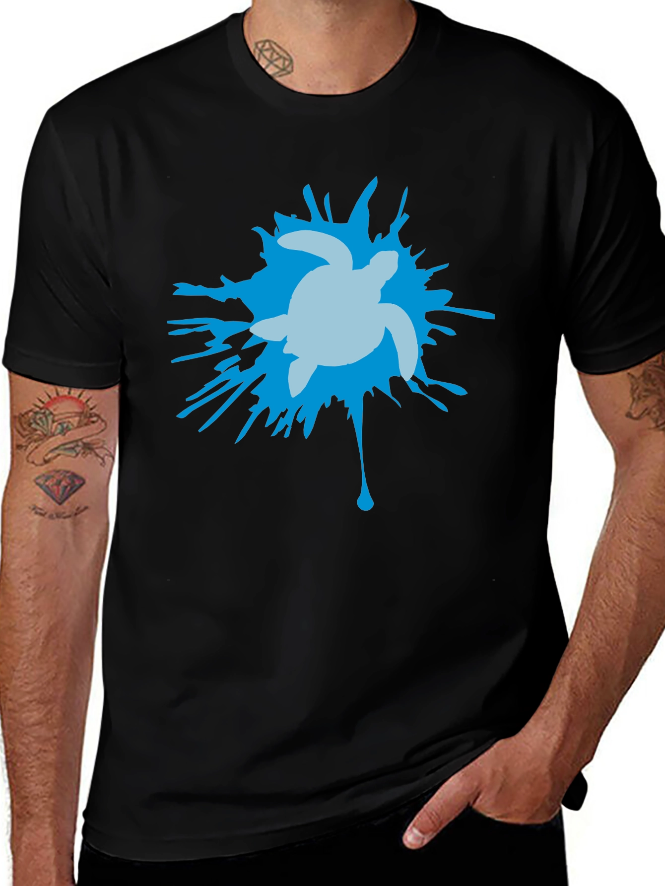 Turtle Splash Graphic T-Shirt - Black