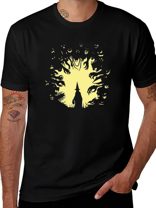 Halloween Witch Graphic Tee - Mens Black T-Shirt