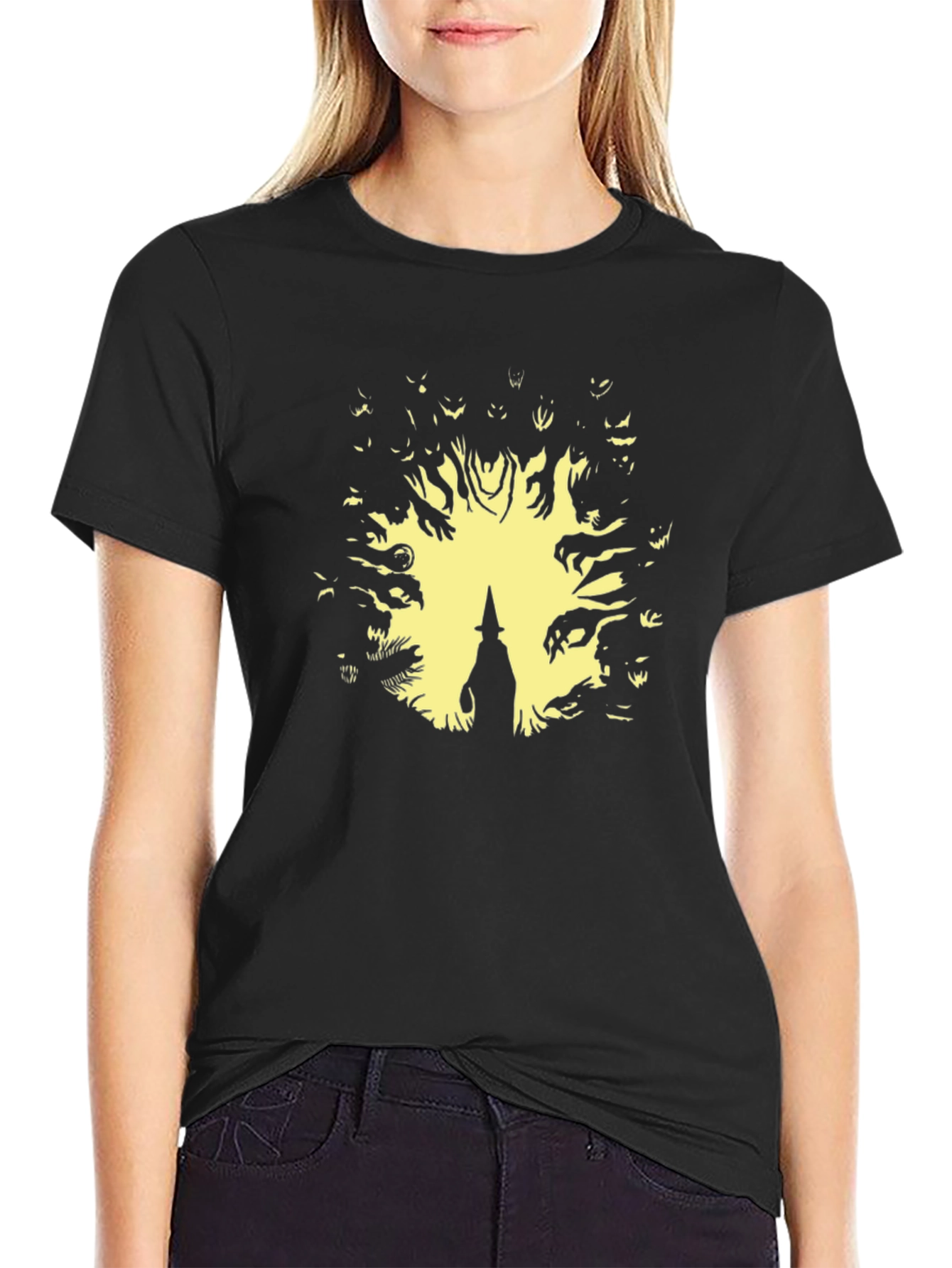 Halloween Witch Graphic Tee - Mens Black T-Shirt