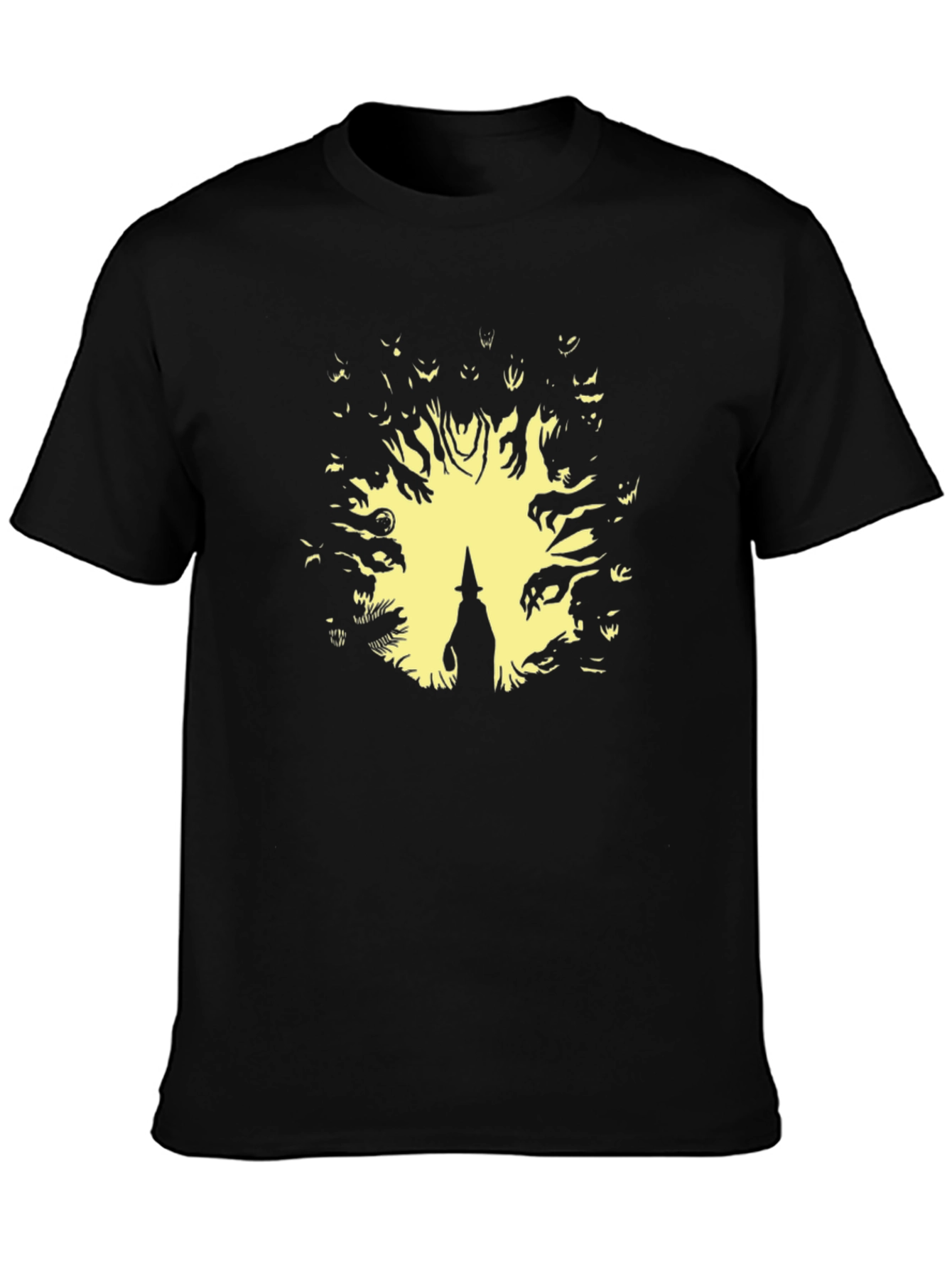 Halloween Witch Graphic Tee - Mens Black T-Shirt