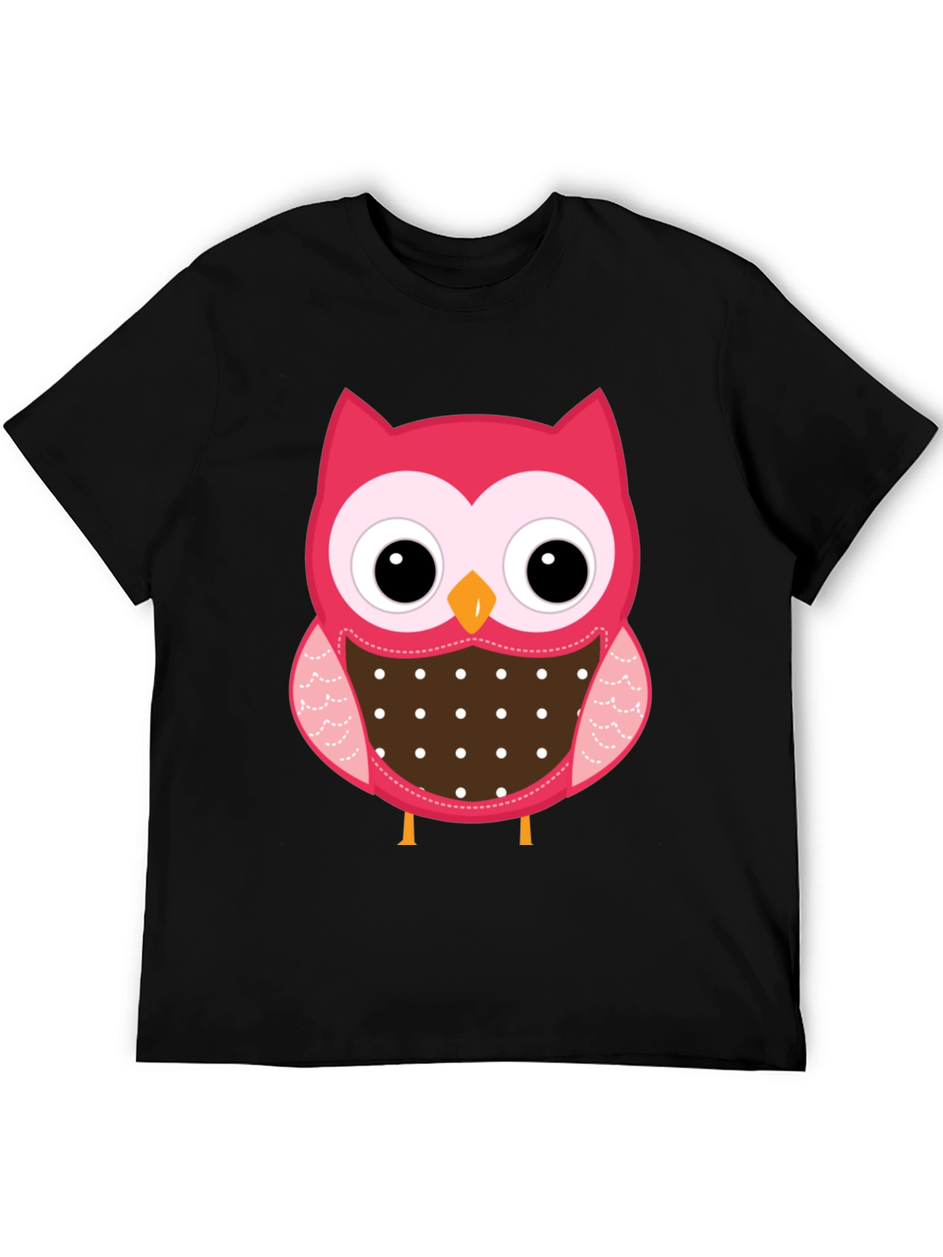 Cute Owl Graphic Print Black T-Shirt