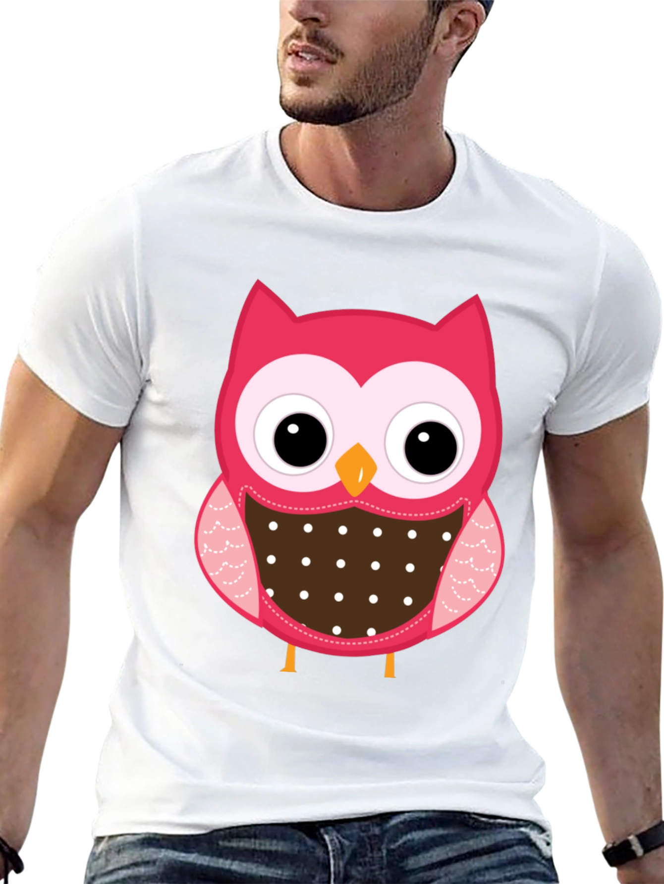 Cute Owl Graphic Print Black T-Shirt