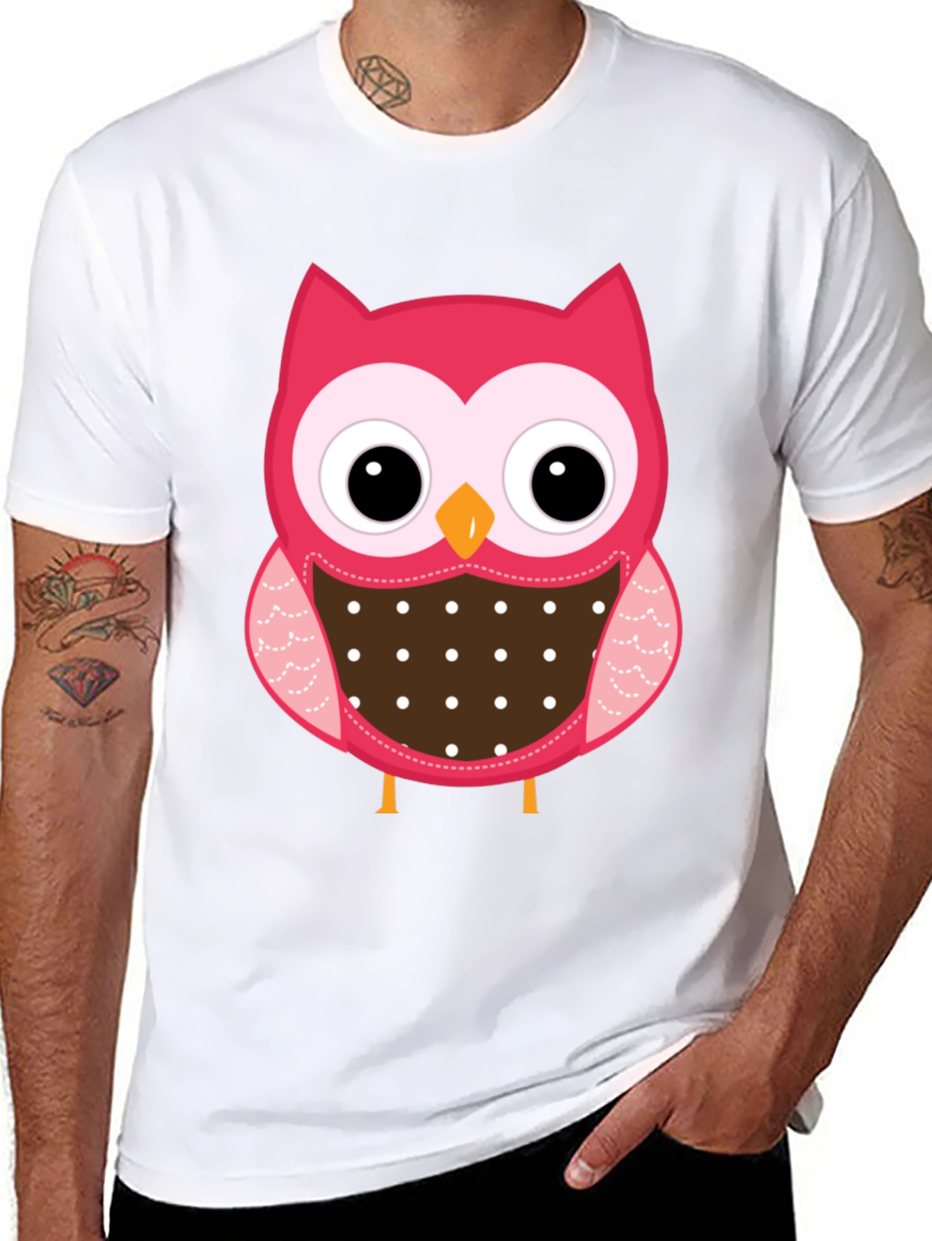 Cute Owl Graphic Print Black T-Shirt
