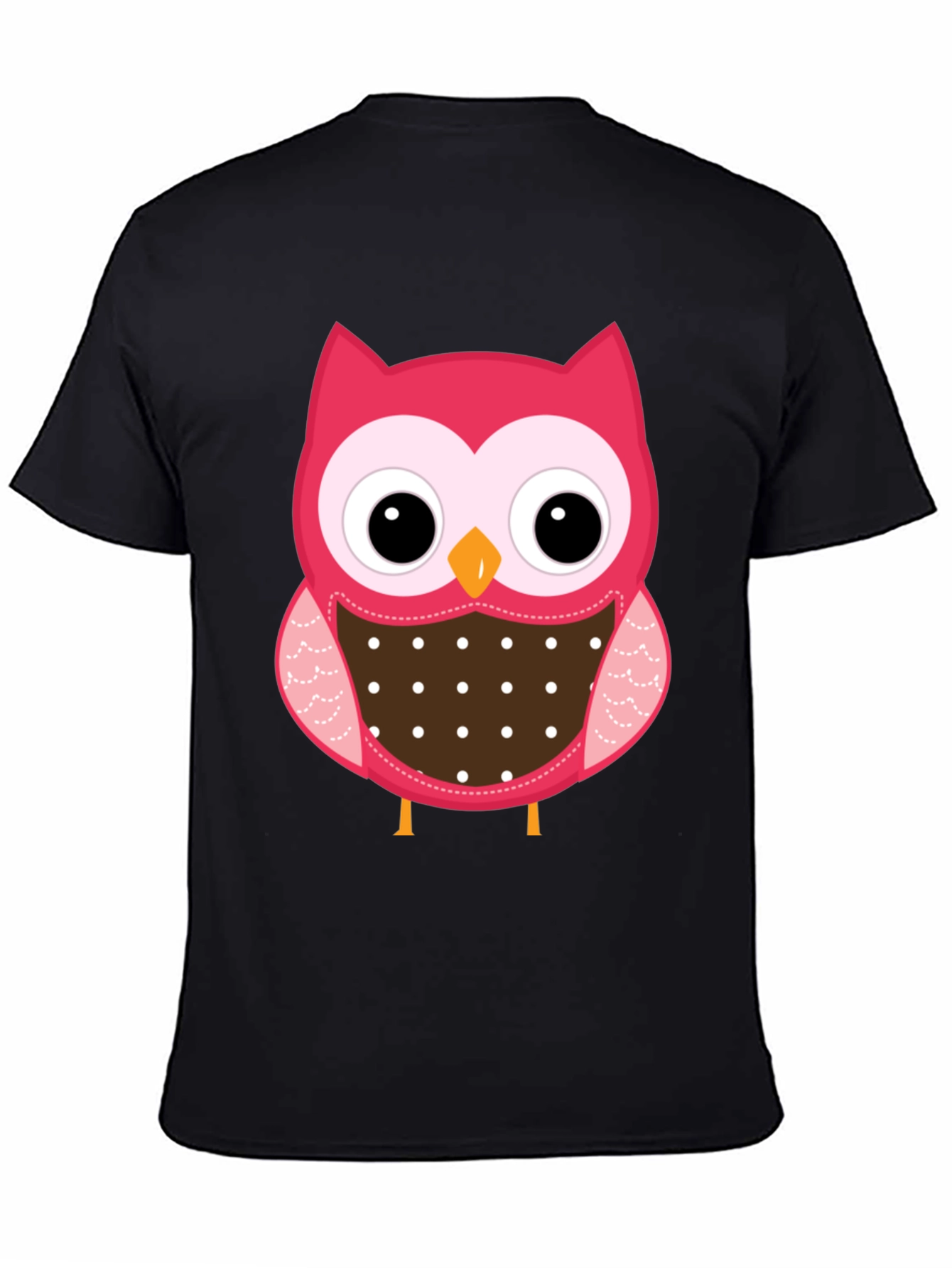 Cute Owl Graphic Print Black T-Shirt
