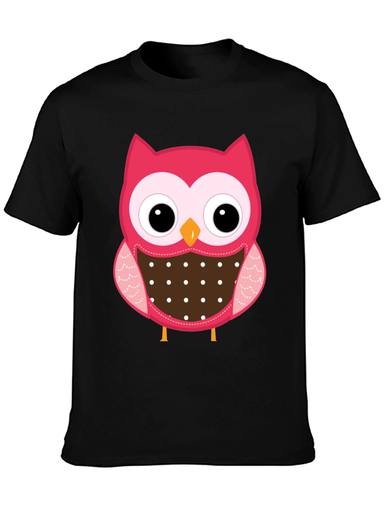 Cute Owl Graphic Print Black T-Shirt