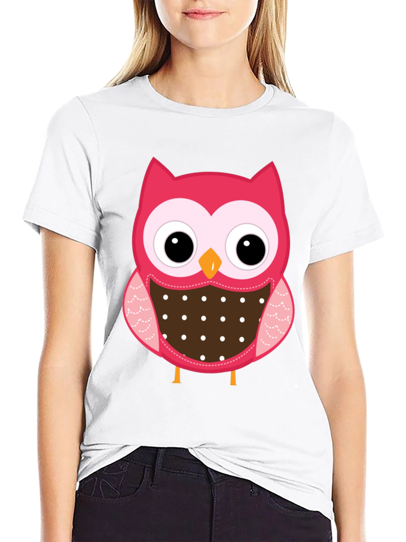 Cute Owl Graphic Print Black T-Shirt