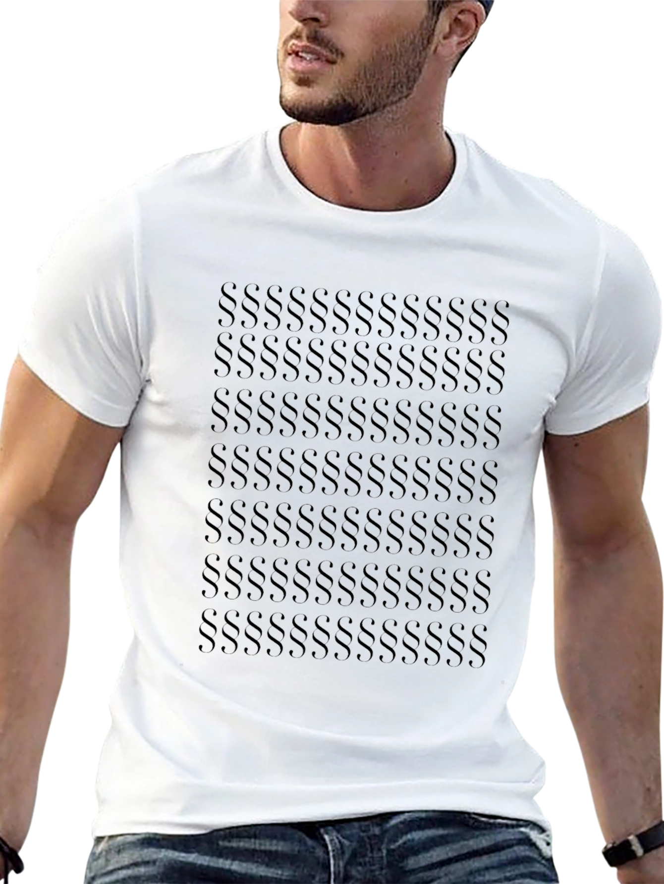 Monochrome Paragraph Symbol Pattern T-Shirt