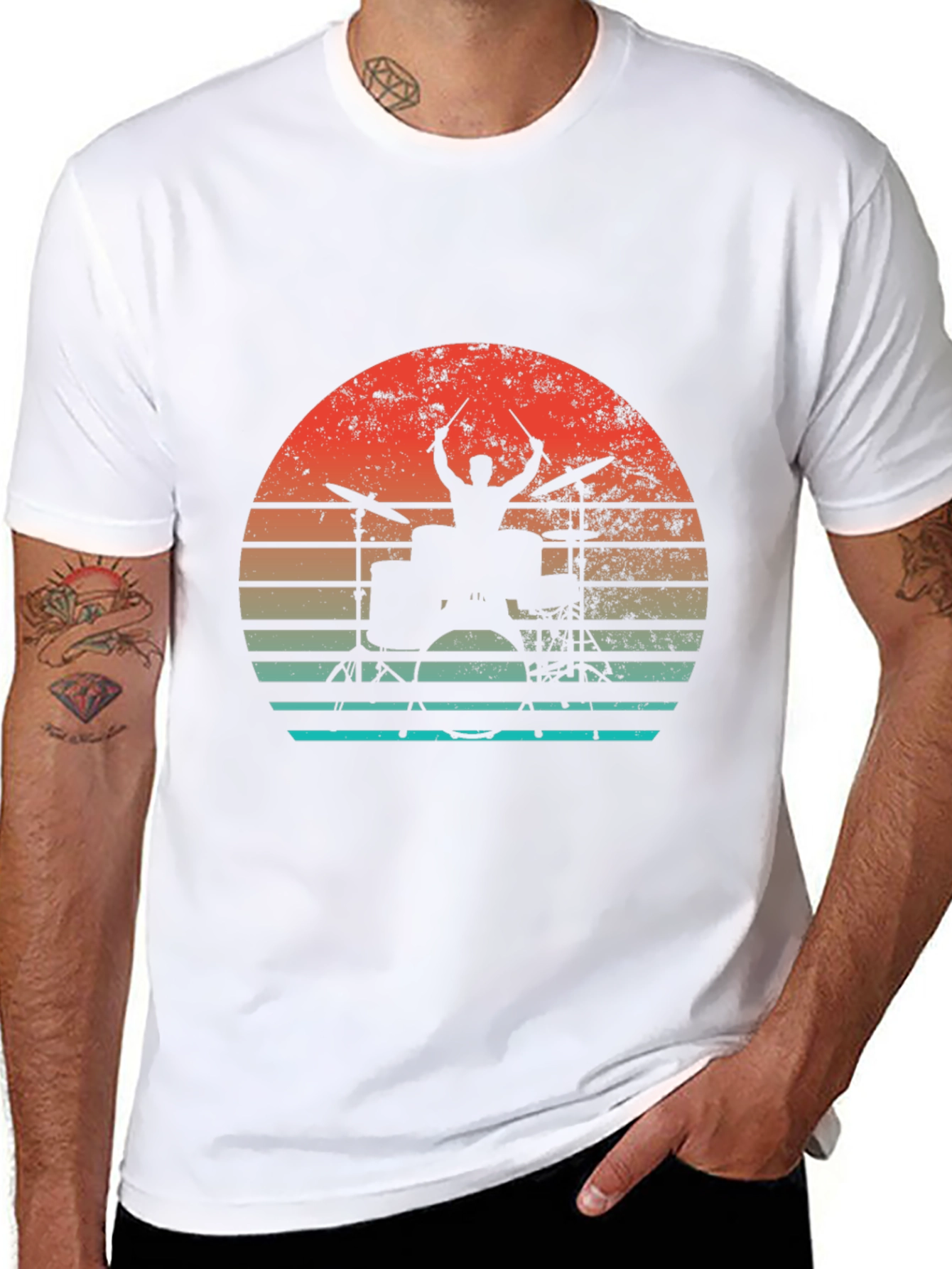 Drummer Sunset Graphic T-Shirt