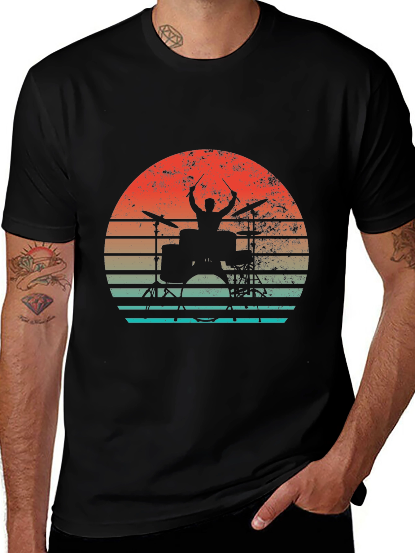 Drummer Sunset Graphic T-Shirt