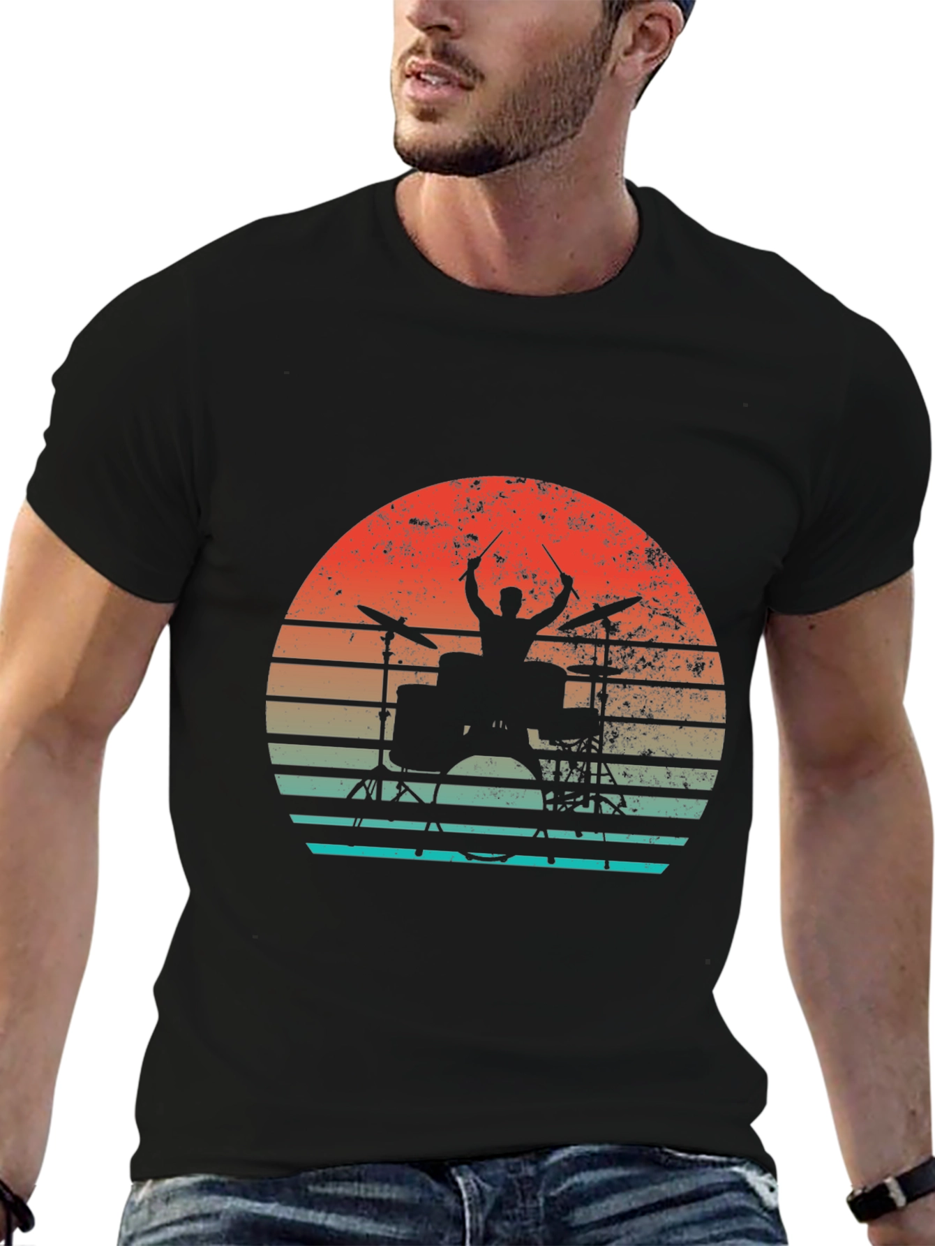 Drummer Sunset Graphic T-Shirt