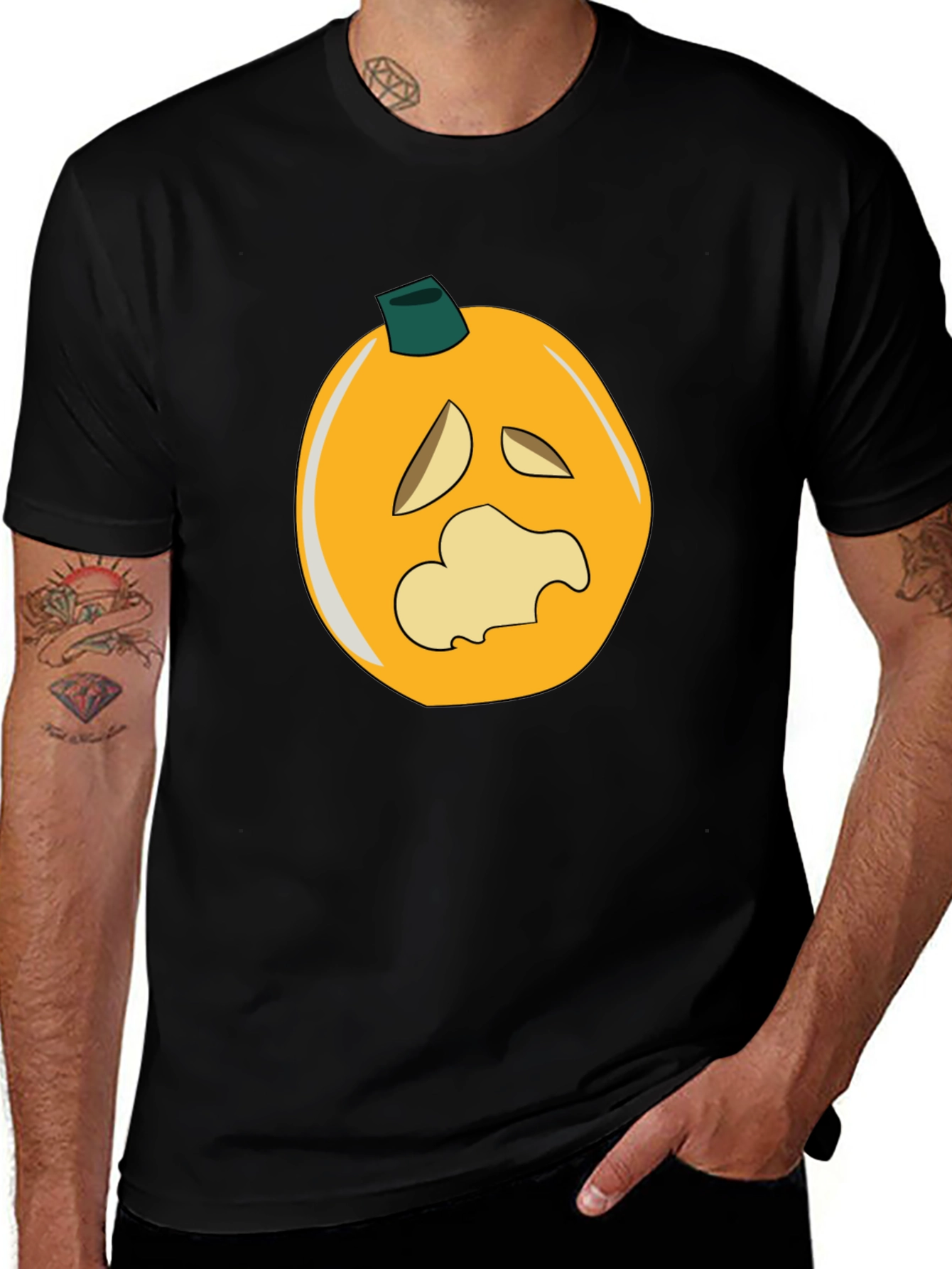 Spooky Pumpkin Graphic Black T-Shirt