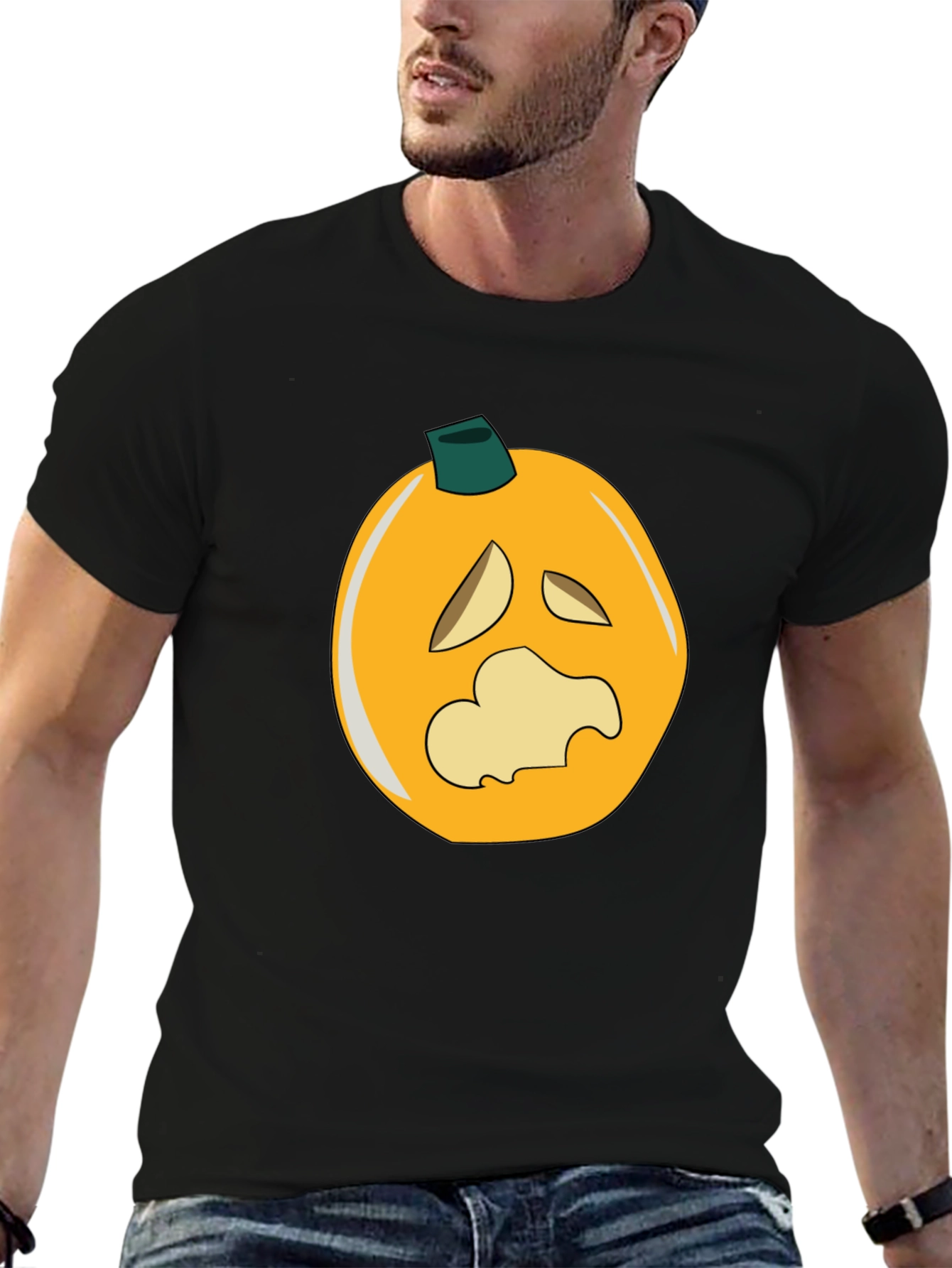 Spooky Pumpkin Graphic Black T-Shirt