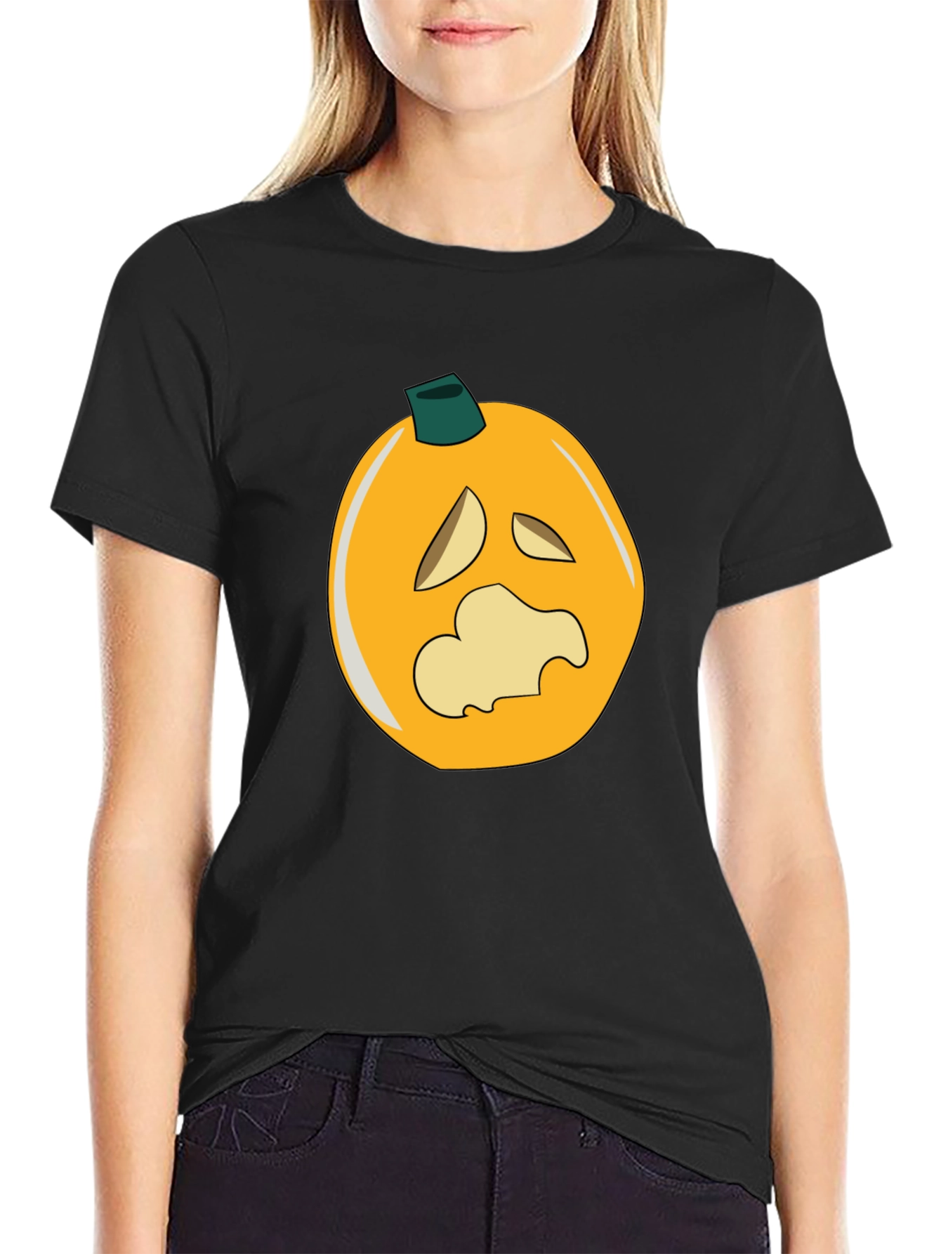 Spooky Pumpkin Graphic Black T-Shirt