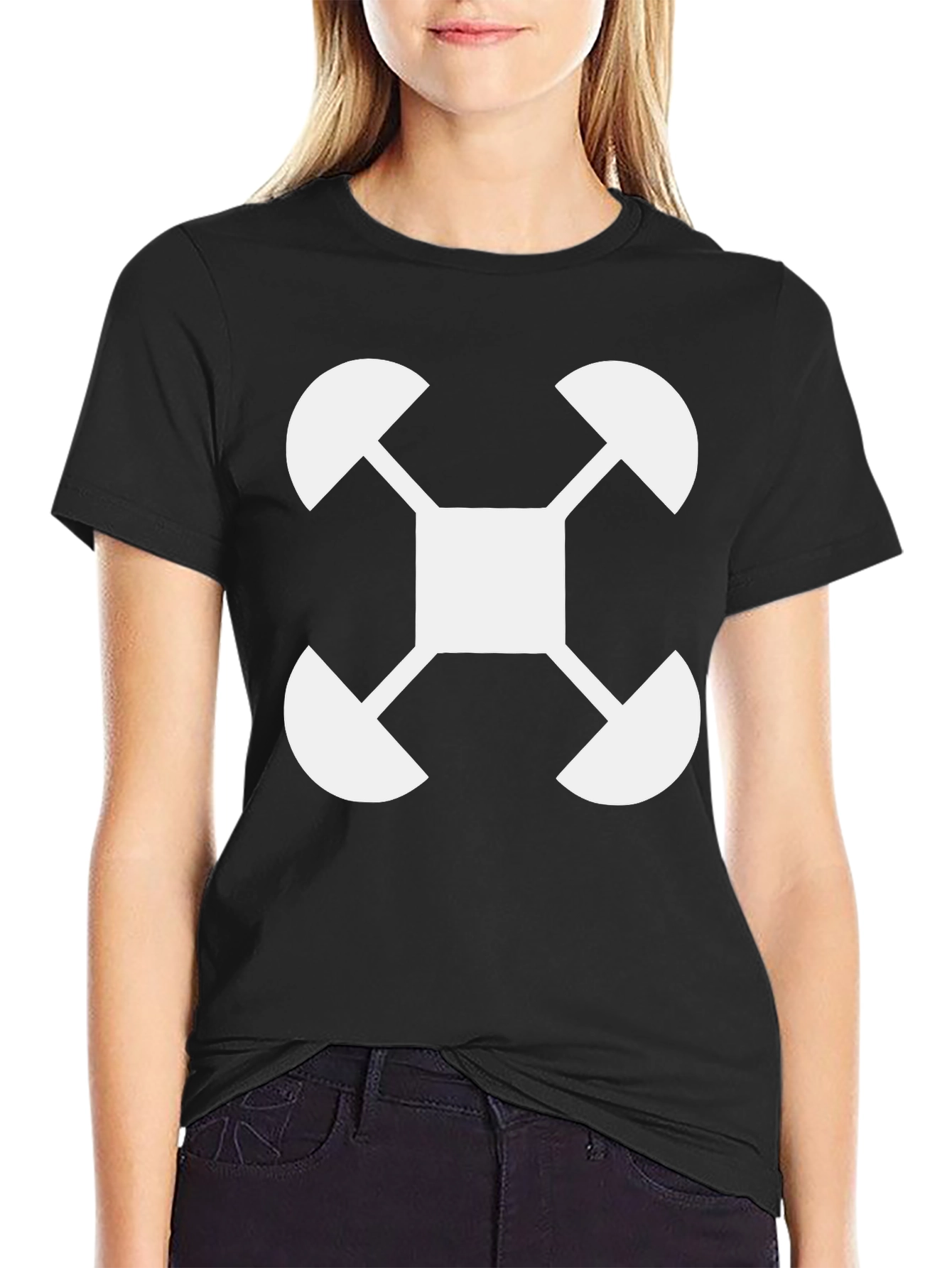 Abstract Graphic Tee - White Design on Black