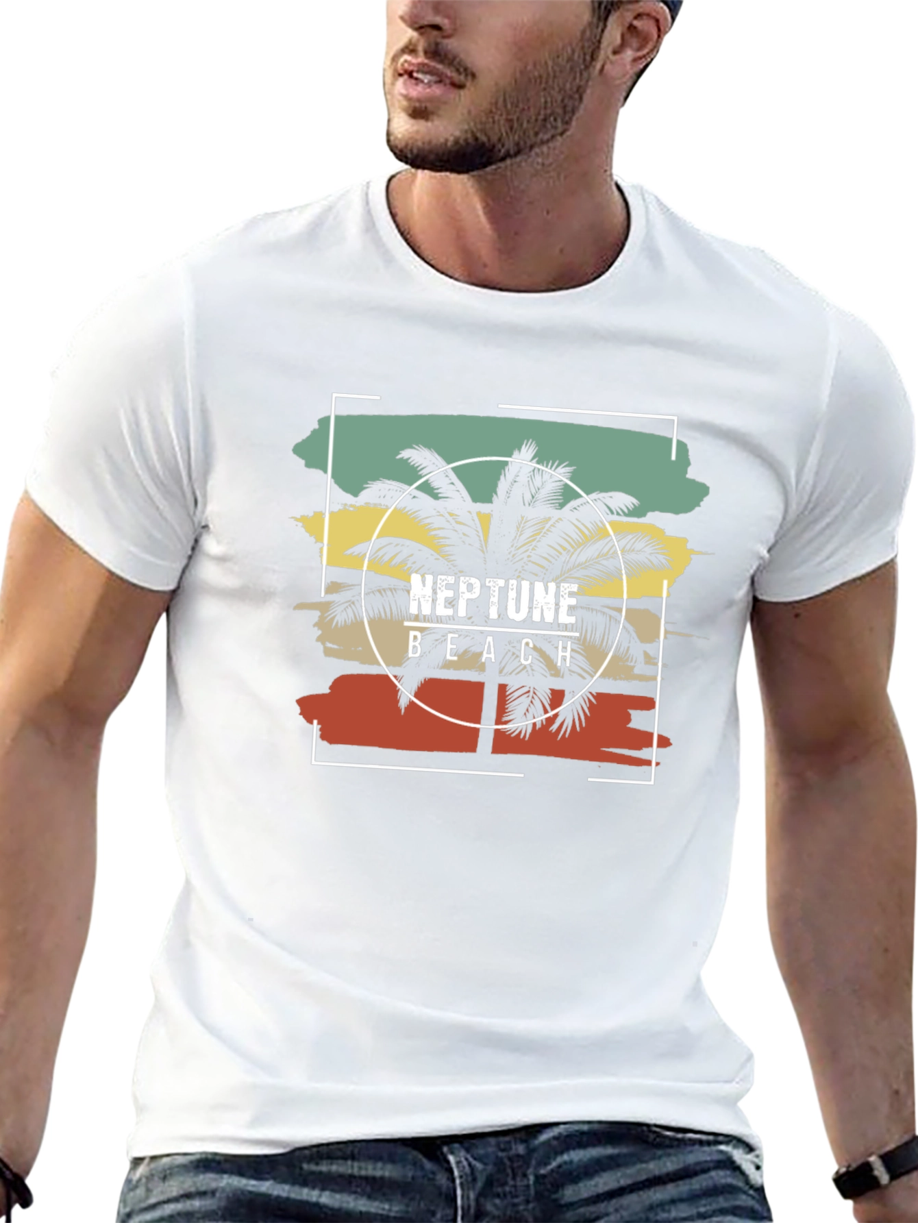 Neptune Beach Palm Tree Graphic T-Shirt