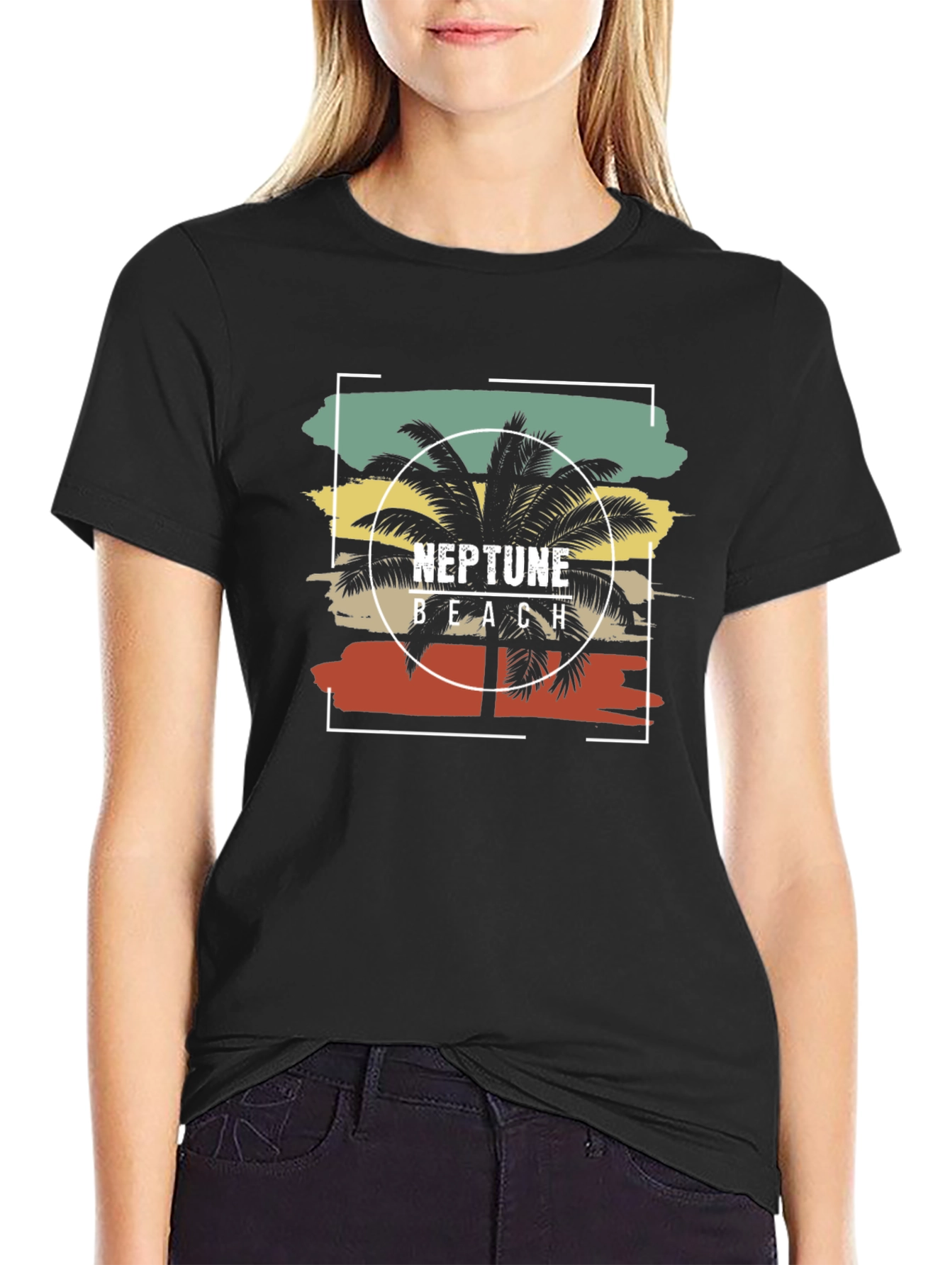 Neptune Beach Palm Tree Graphic T-Shirt