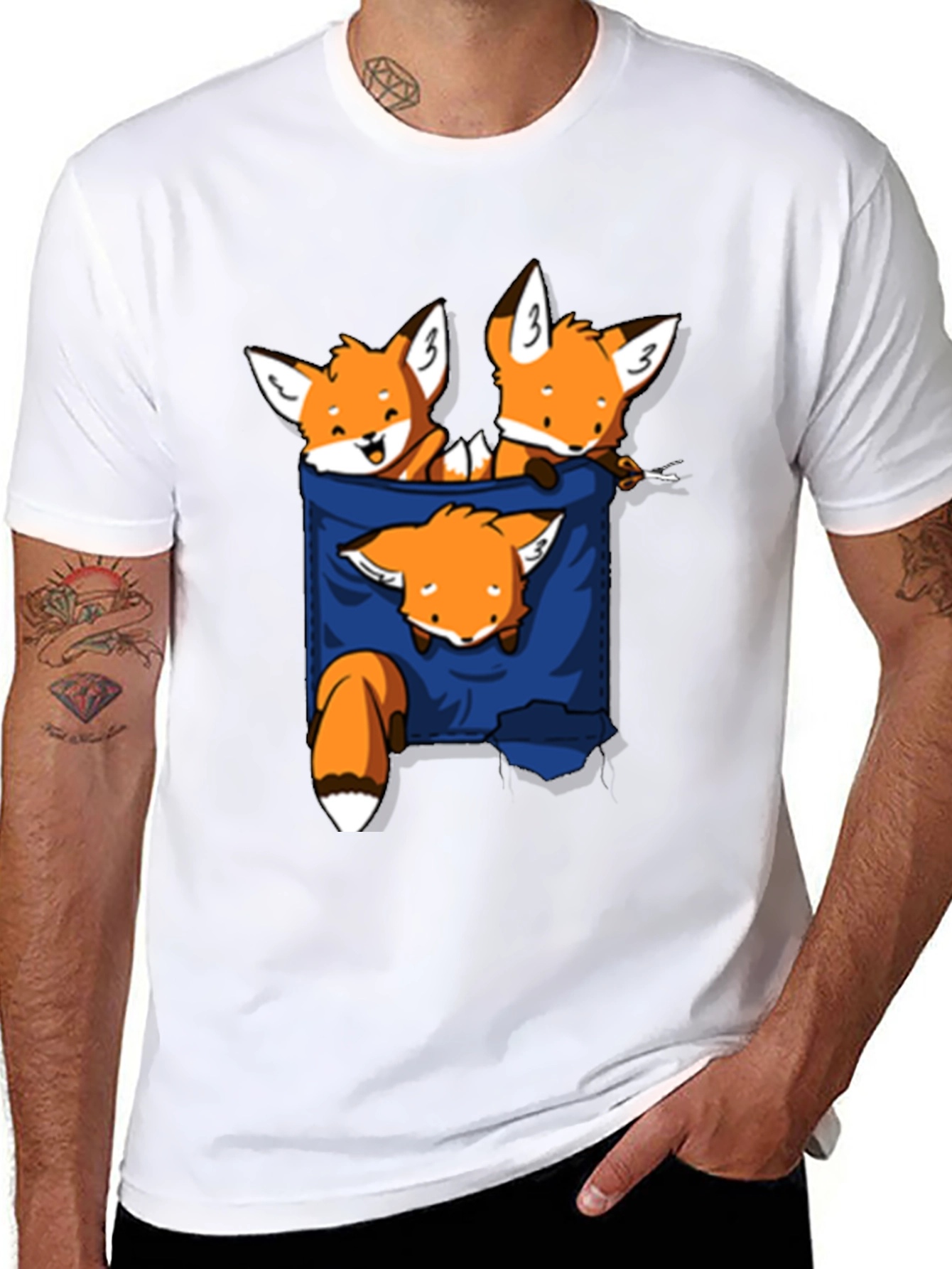 Fox Pocket T-Shirt - Cute Graphic Tee