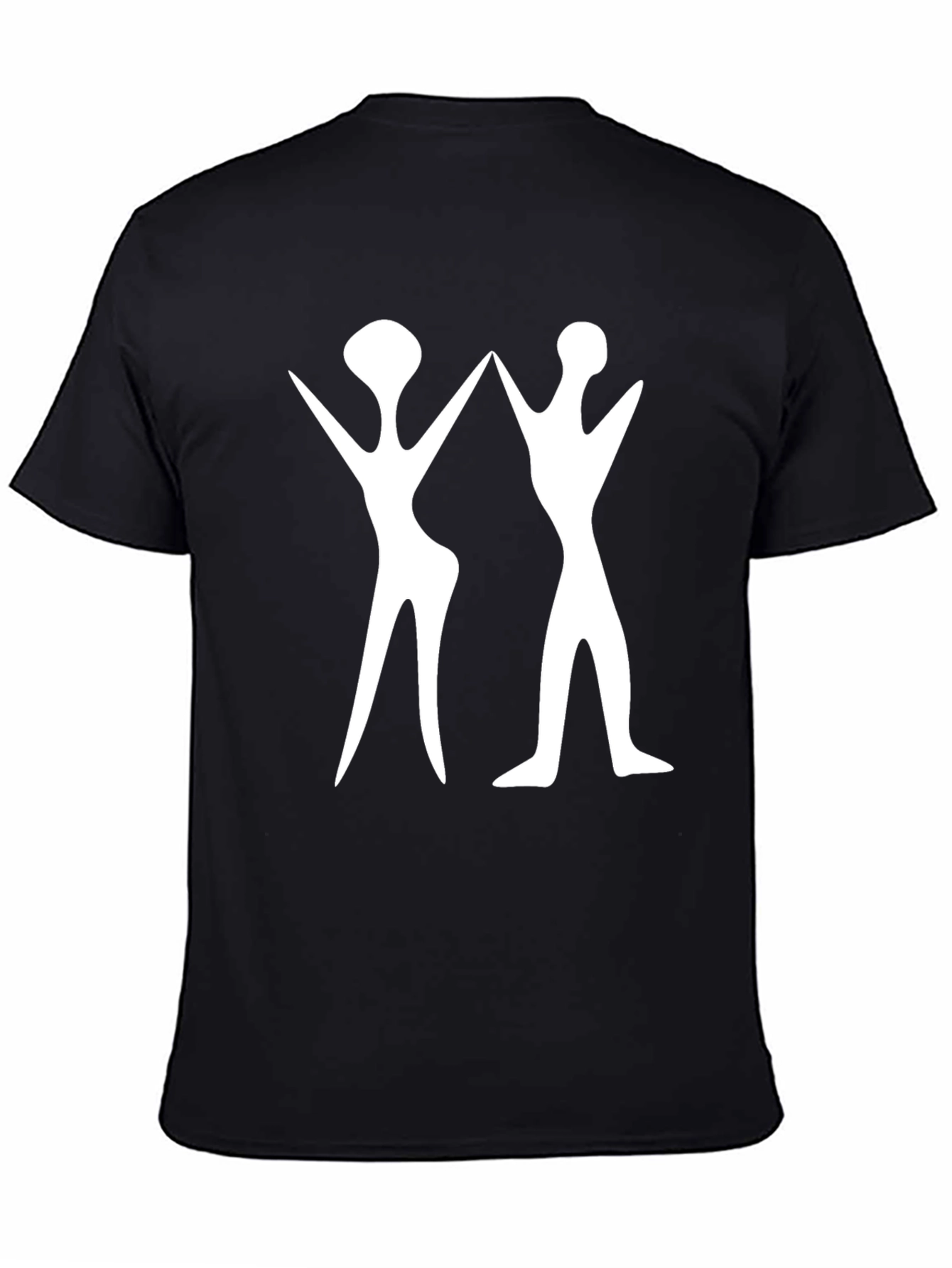 Abstract White Figure Print Black T-Shirt