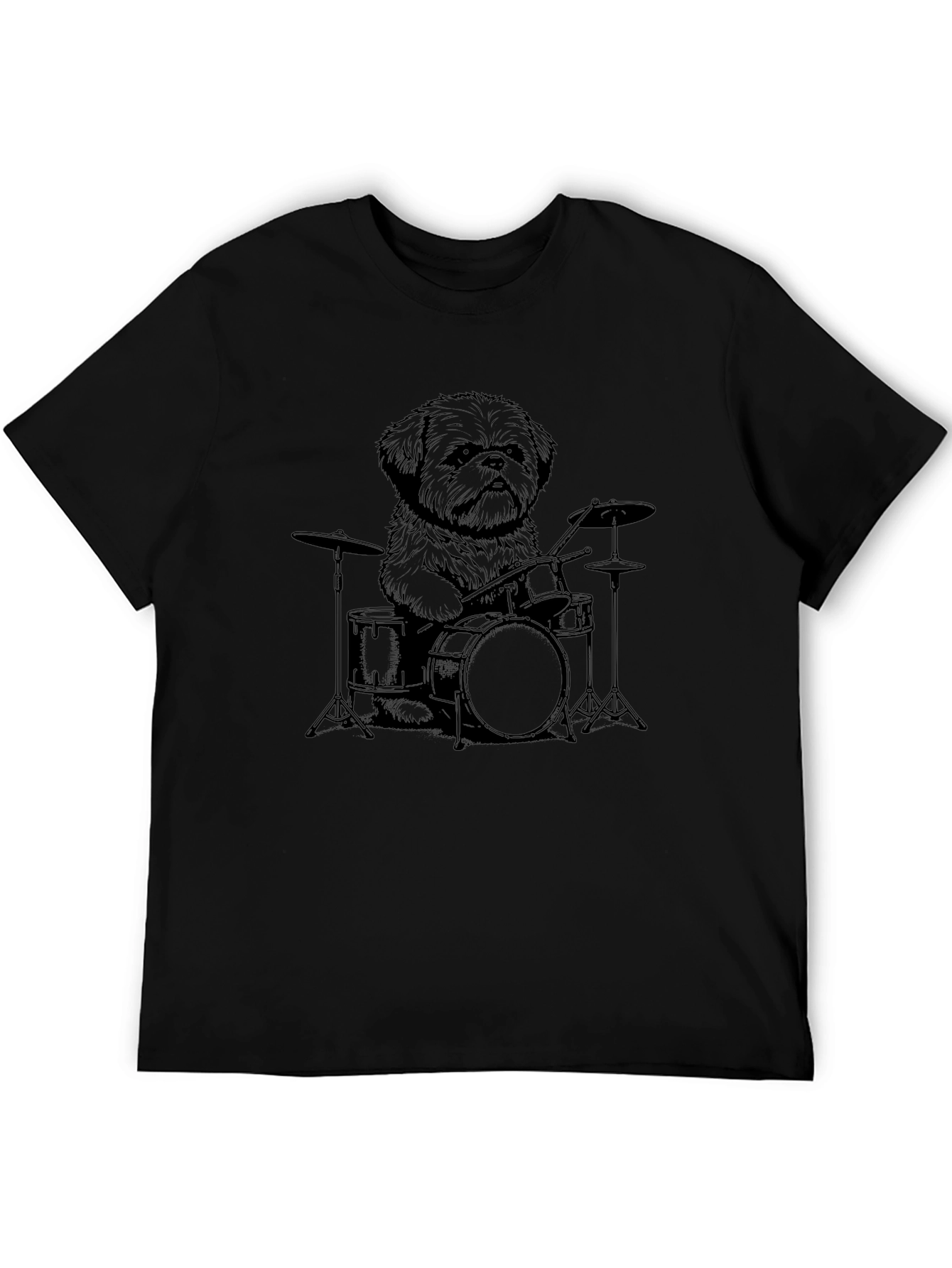 Dog Drummer Graphic Tee - Cool Pet Music Shirt
