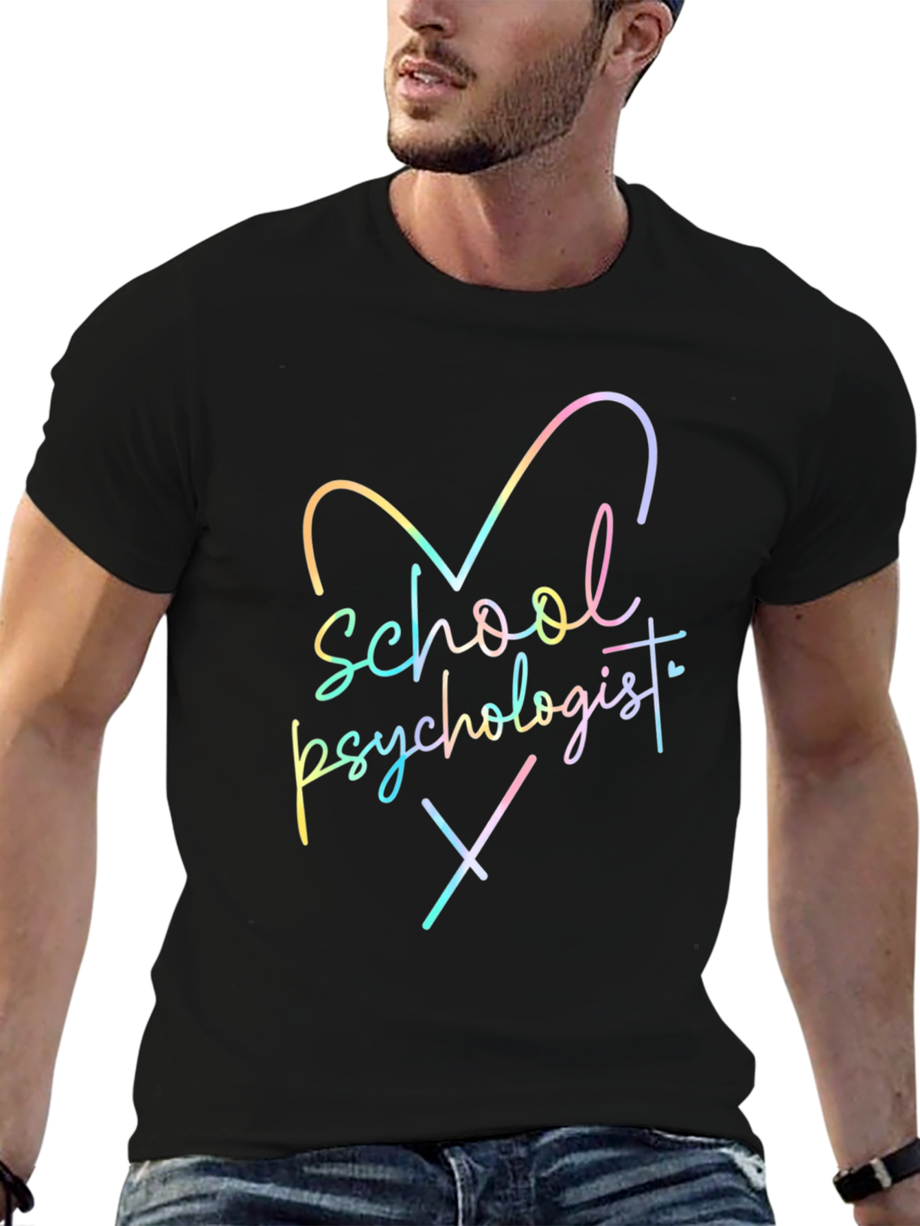 School Psychologist Rainbow Heart T-Shirt