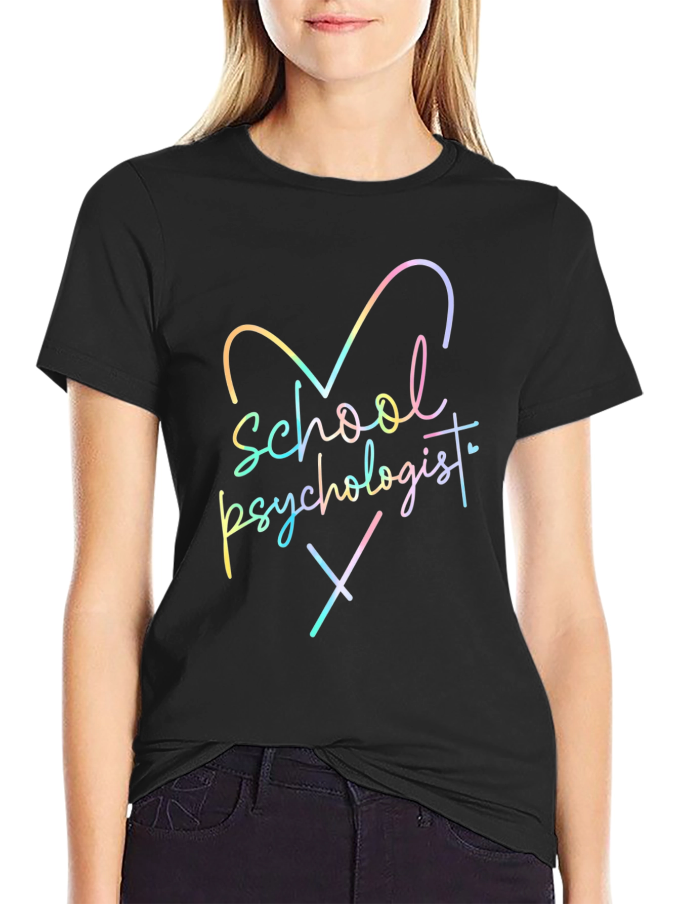 School Psychologist Rainbow Heart T-Shirt