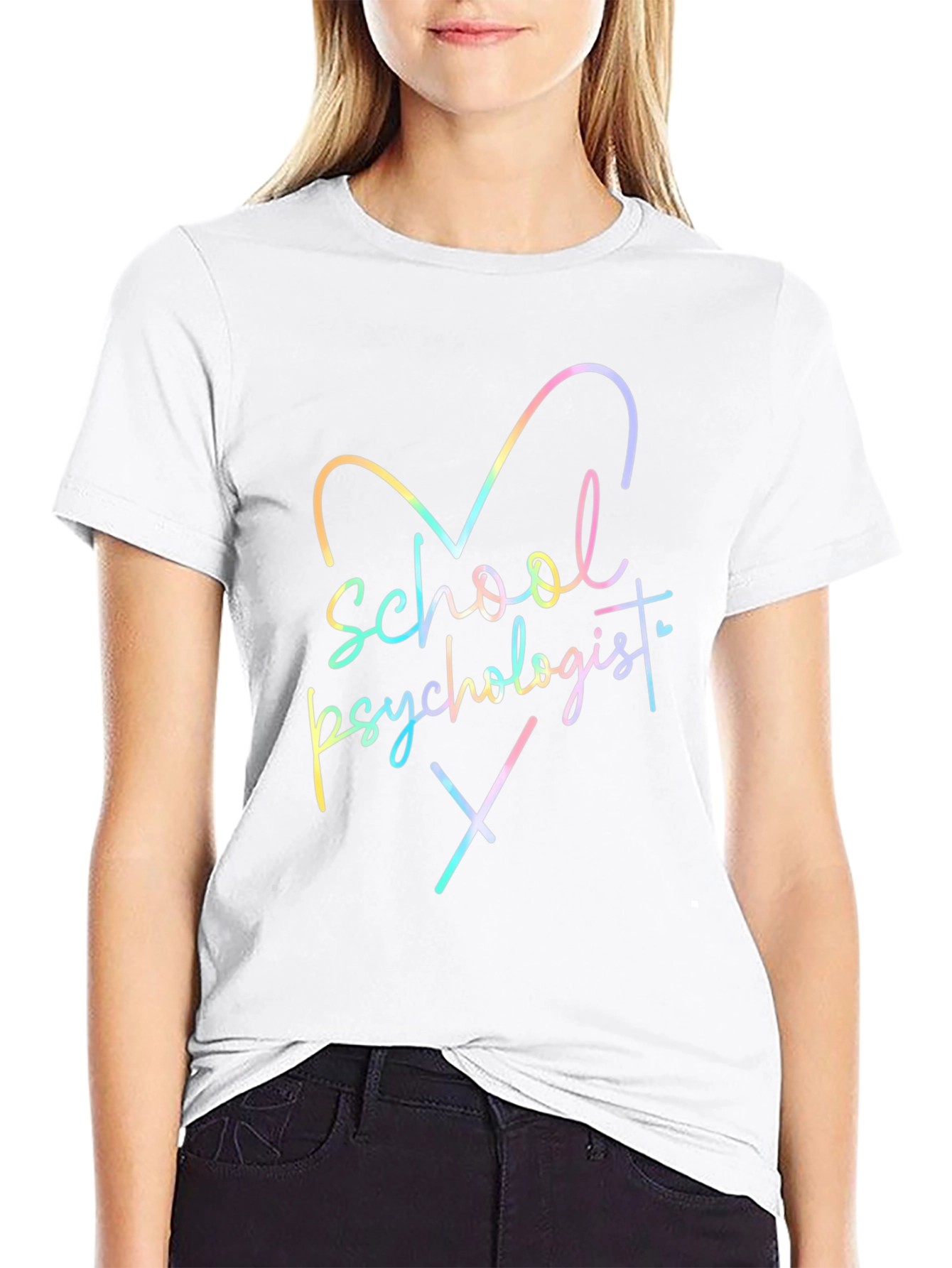 School Psychologist Rainbow Heart T-Shirt
