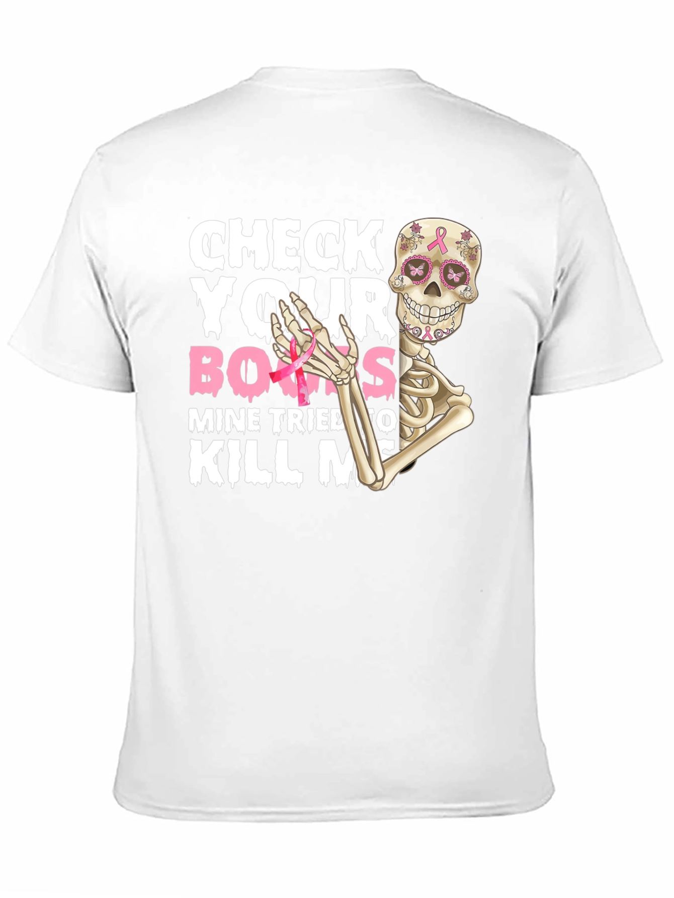 Check Your Boobs Breast Cancer Awareness Skeleton T-Shirt