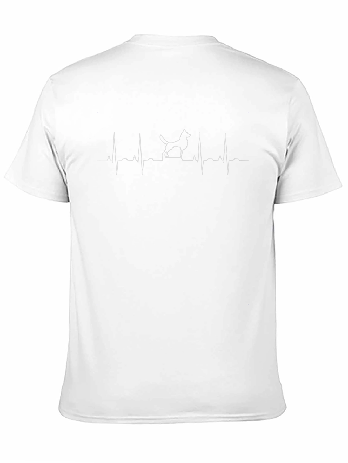 Dog Heartbeat Line Art T-Shirt - Black
