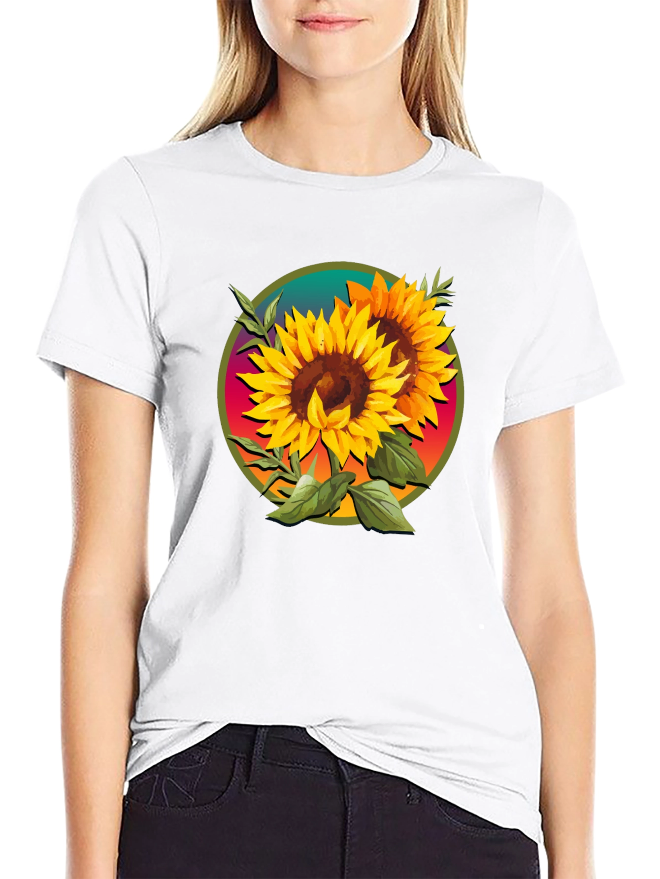 Sunflower Graphic Tee - Artistic Floral Design