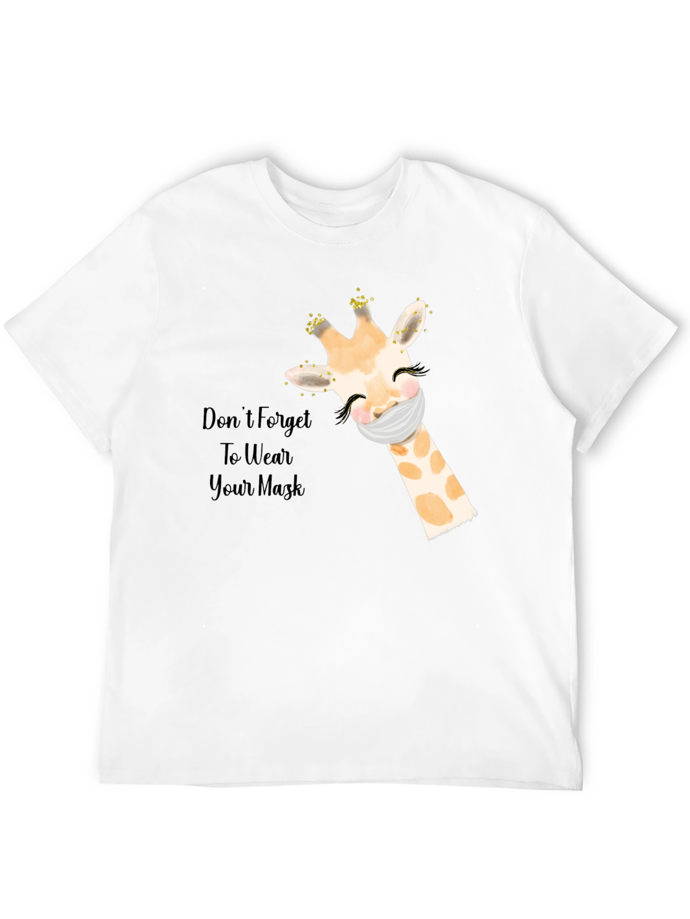 Wear a Mask Giraffe Black T-Shirt