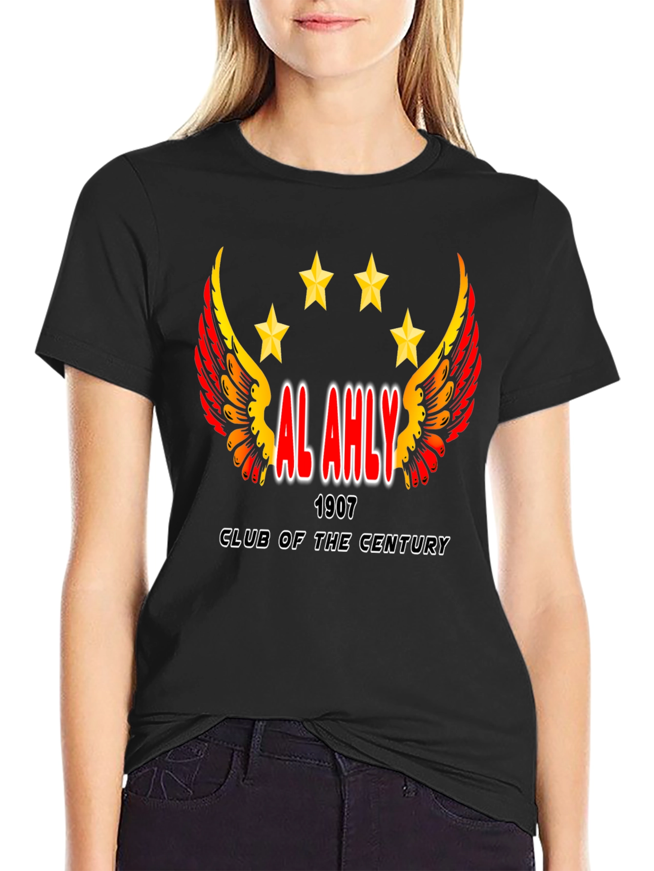 Al Ahly Club T-Shirt - Black Cotton Blend