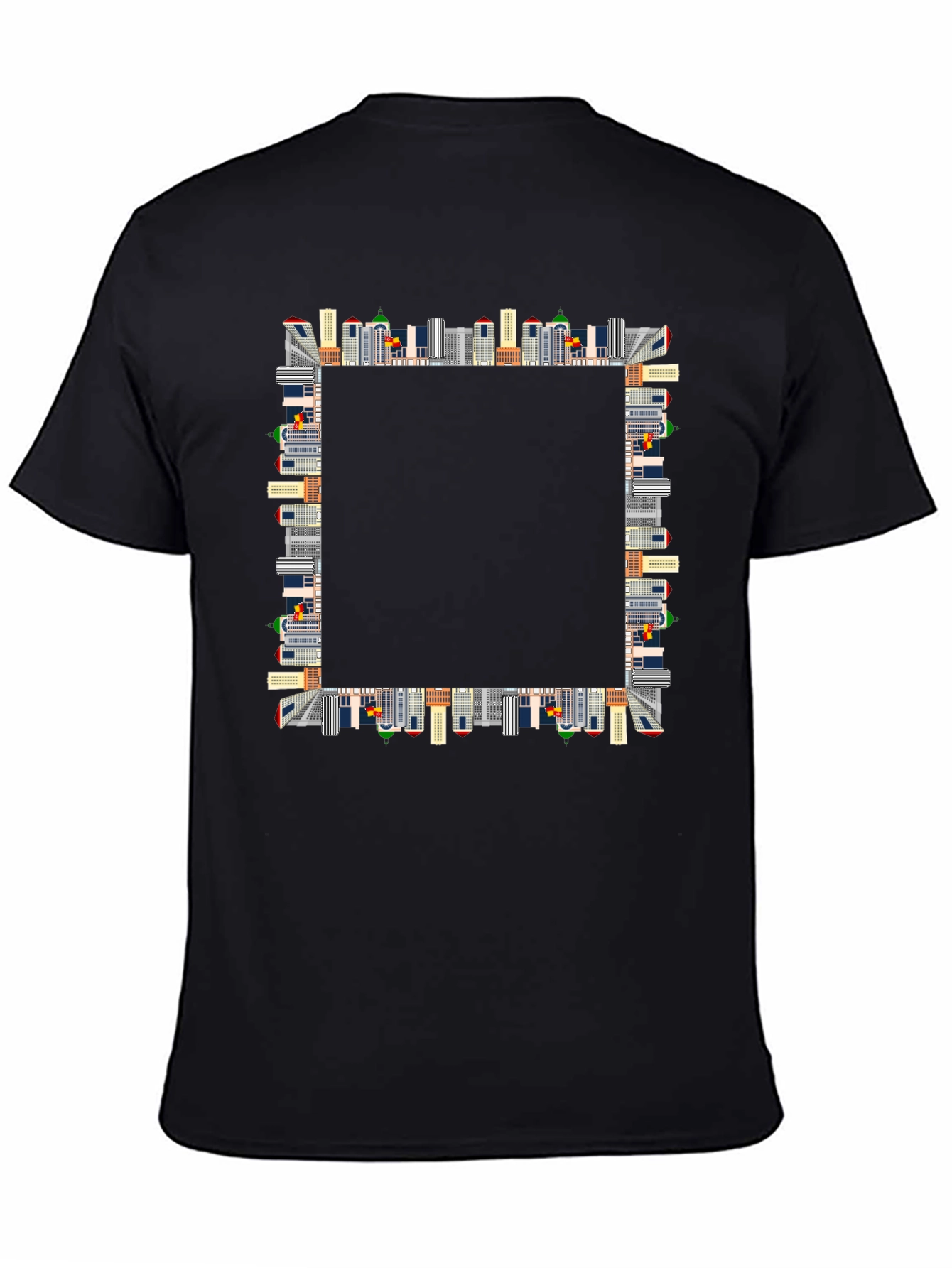 Urban Skyline Black T-Shirt - Cityscape Design