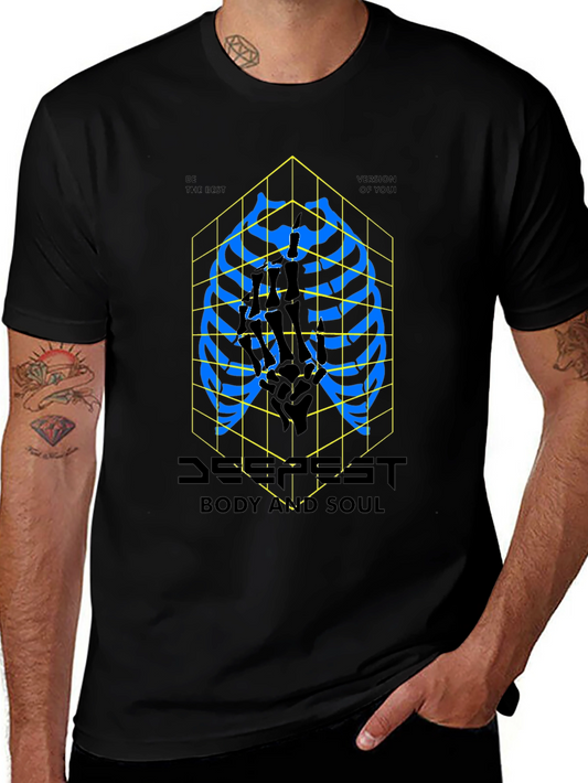 Cyberpunk Ribcage Graphic Tee - Deepest Body and Soul Black T-Shirt