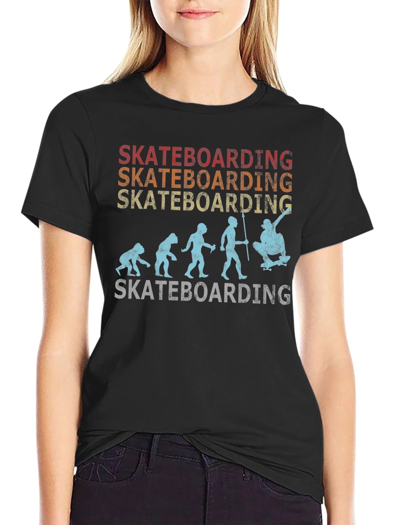 Skateboarding Evolution Graphic T-Shirt - Retro Style