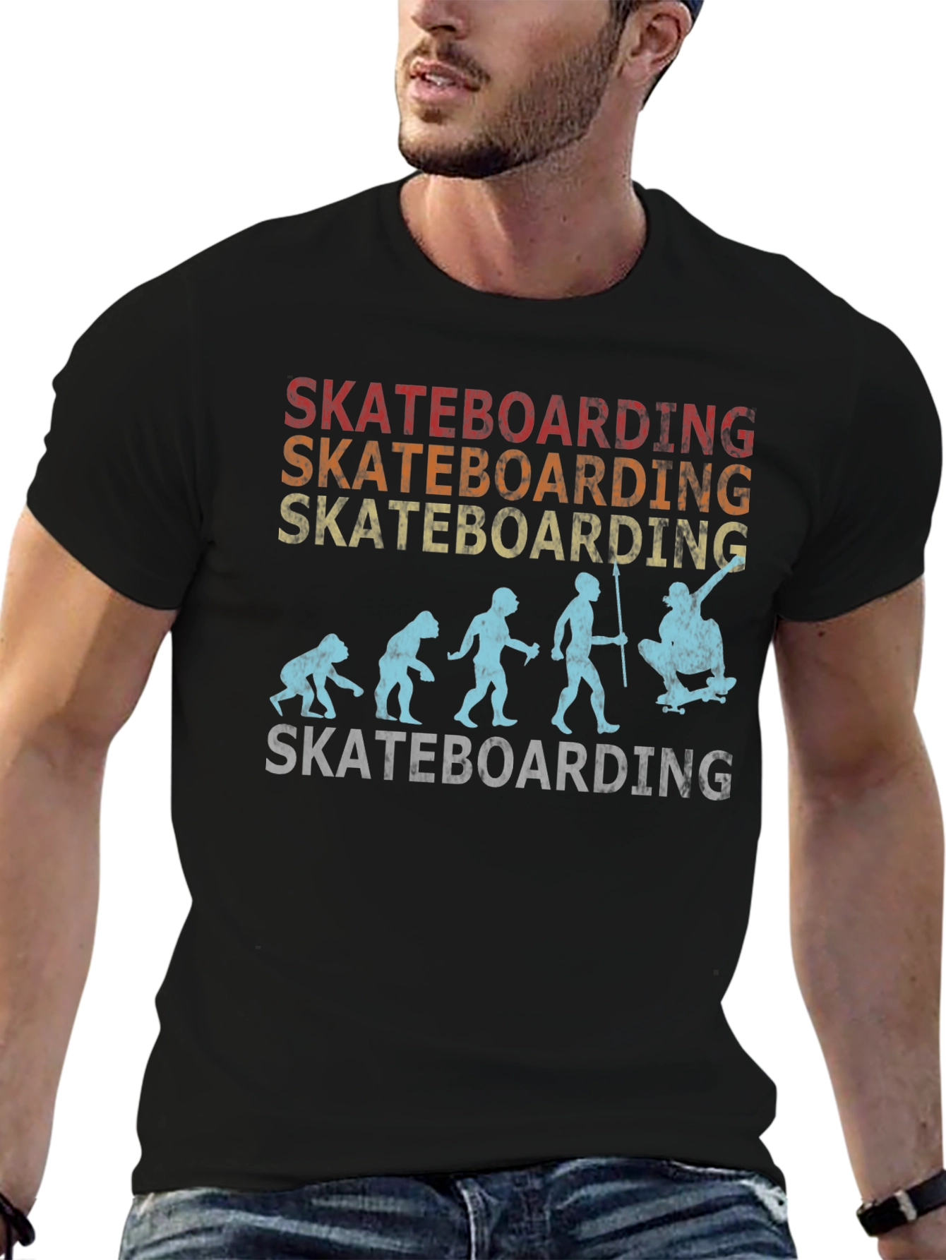 Skateboarding Evolution Graphic T-Shirt - Retro Style