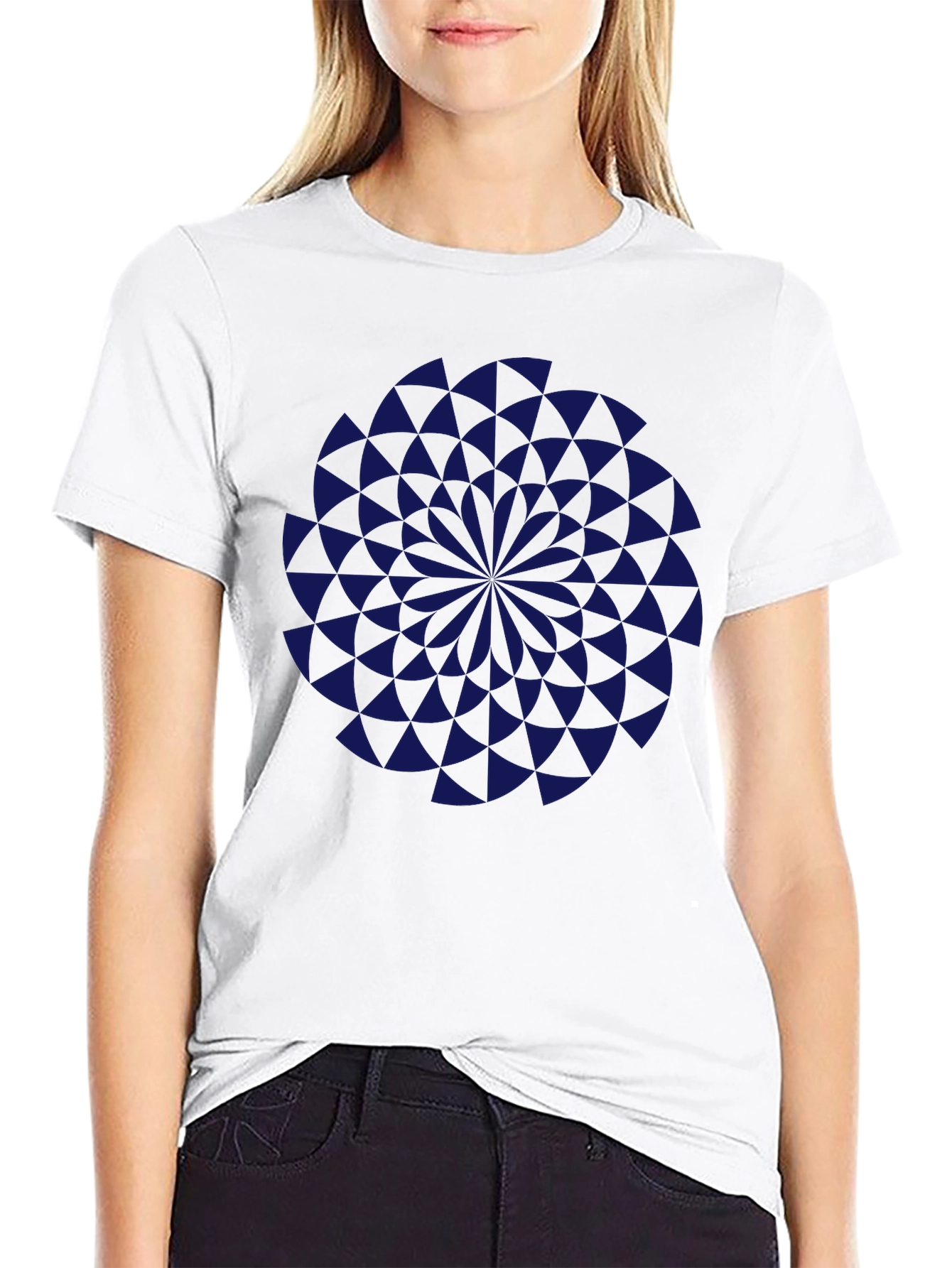 Geometric Vortex Black T-Shirt
