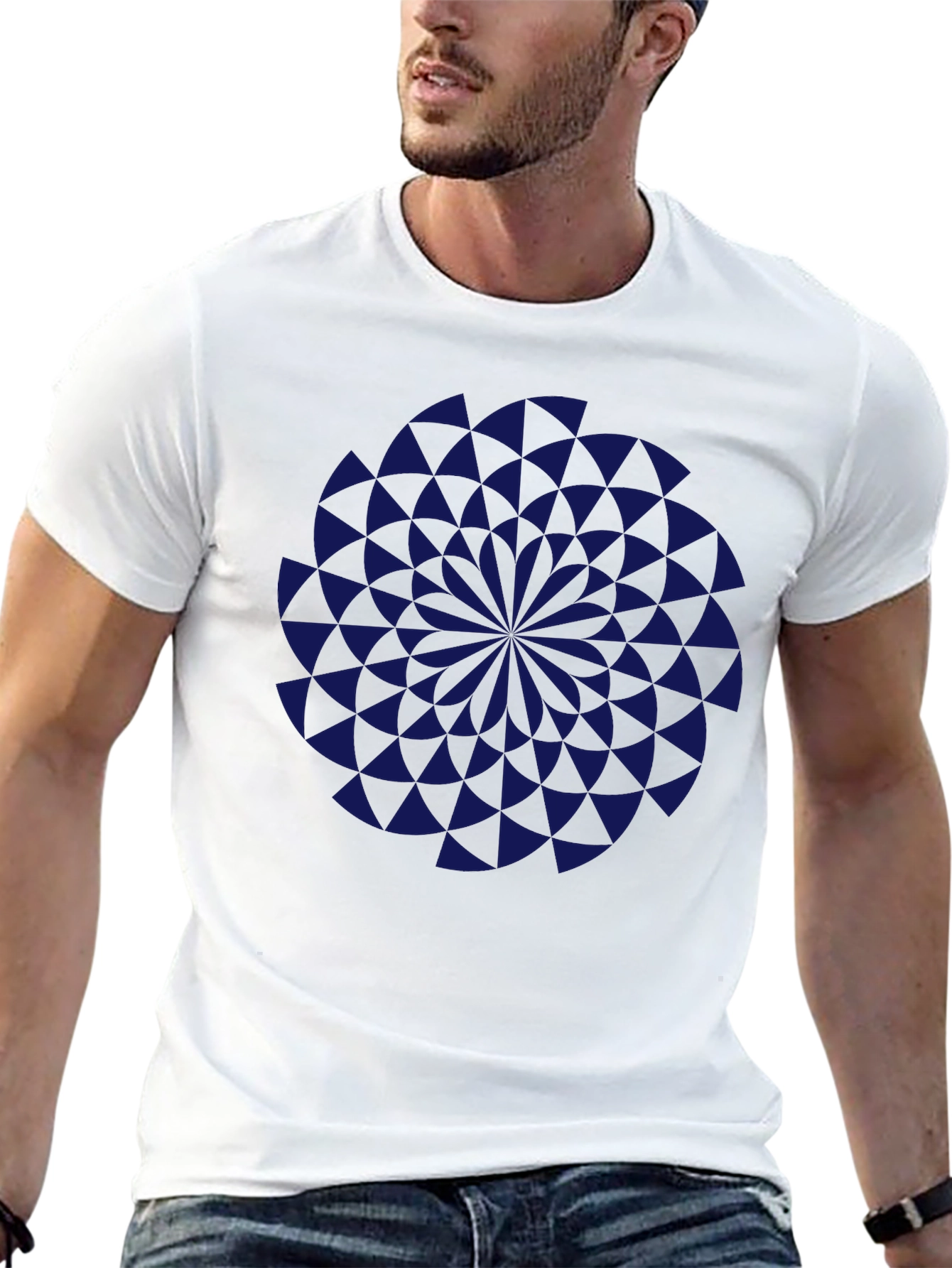 Geometric Vortex Black T-Shirt