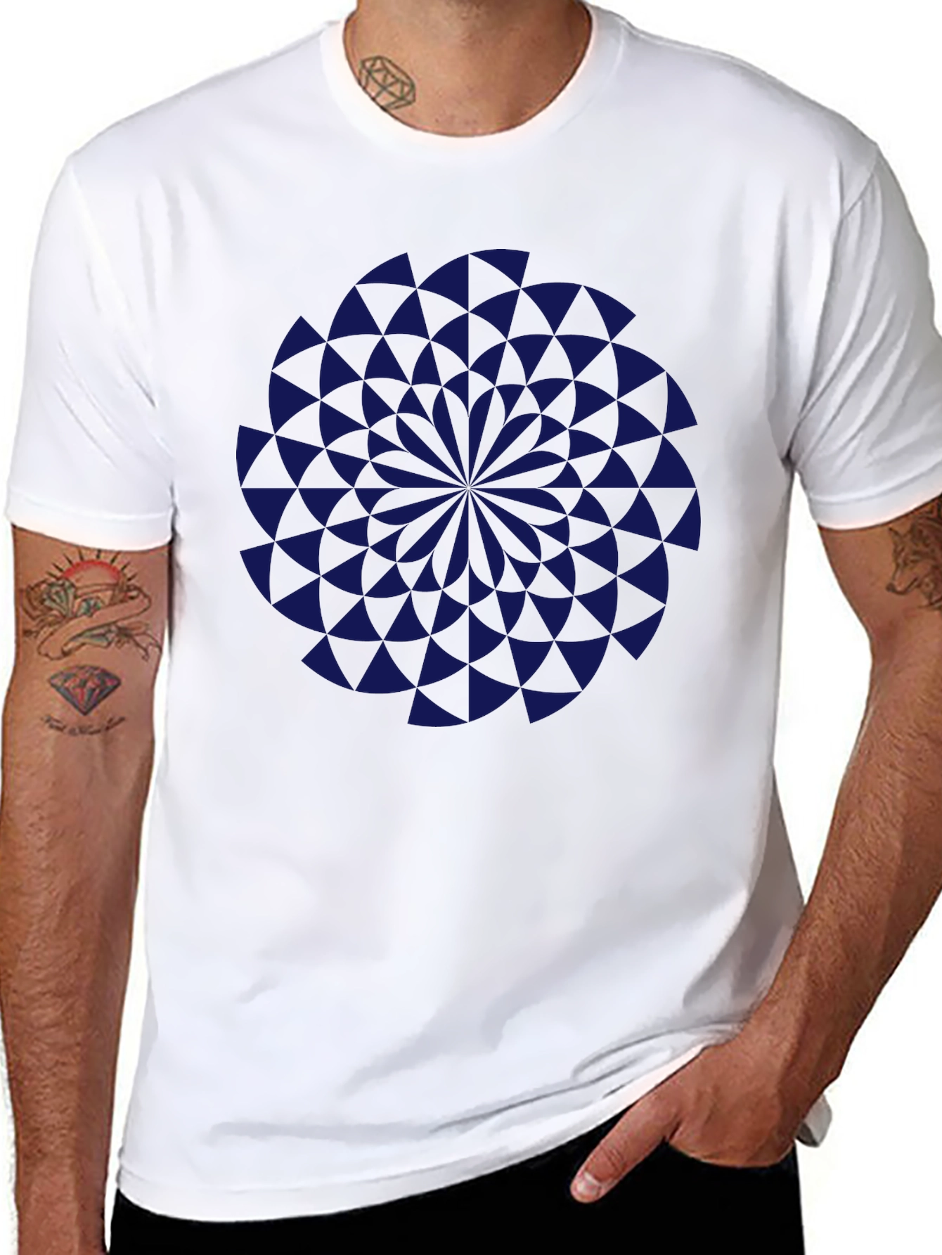 Geometric Vortex Black T-Shirt