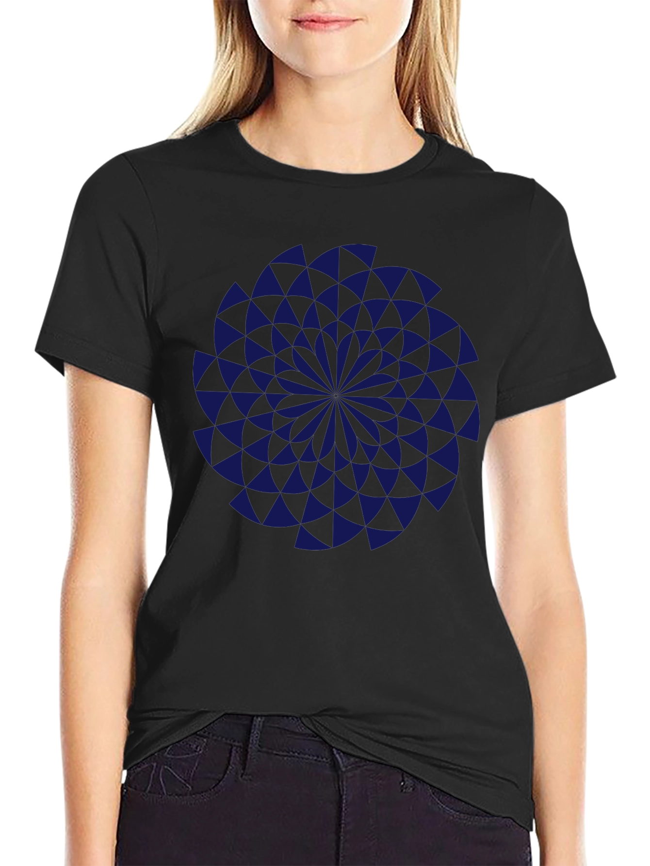 Geometric Vortex Black T-Shirt